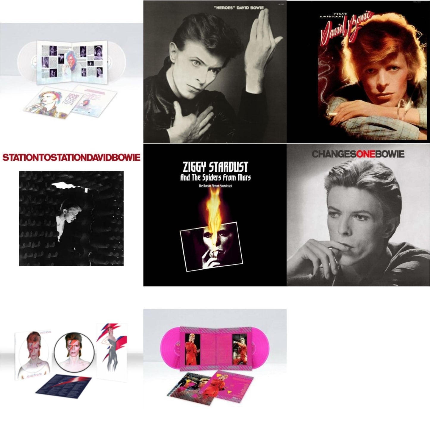 David Bowie - Heroes (2017 Remaster) & Station To Station (2016 Remastered Version) & Young Americans (2016 Remastered Version) & Changesonebowie (180G) & Montreal '87 (Limited/Pink LP Vinyl) & Live Los Angeles 1974 (White LP Vinyl/Limited) & Aladdin