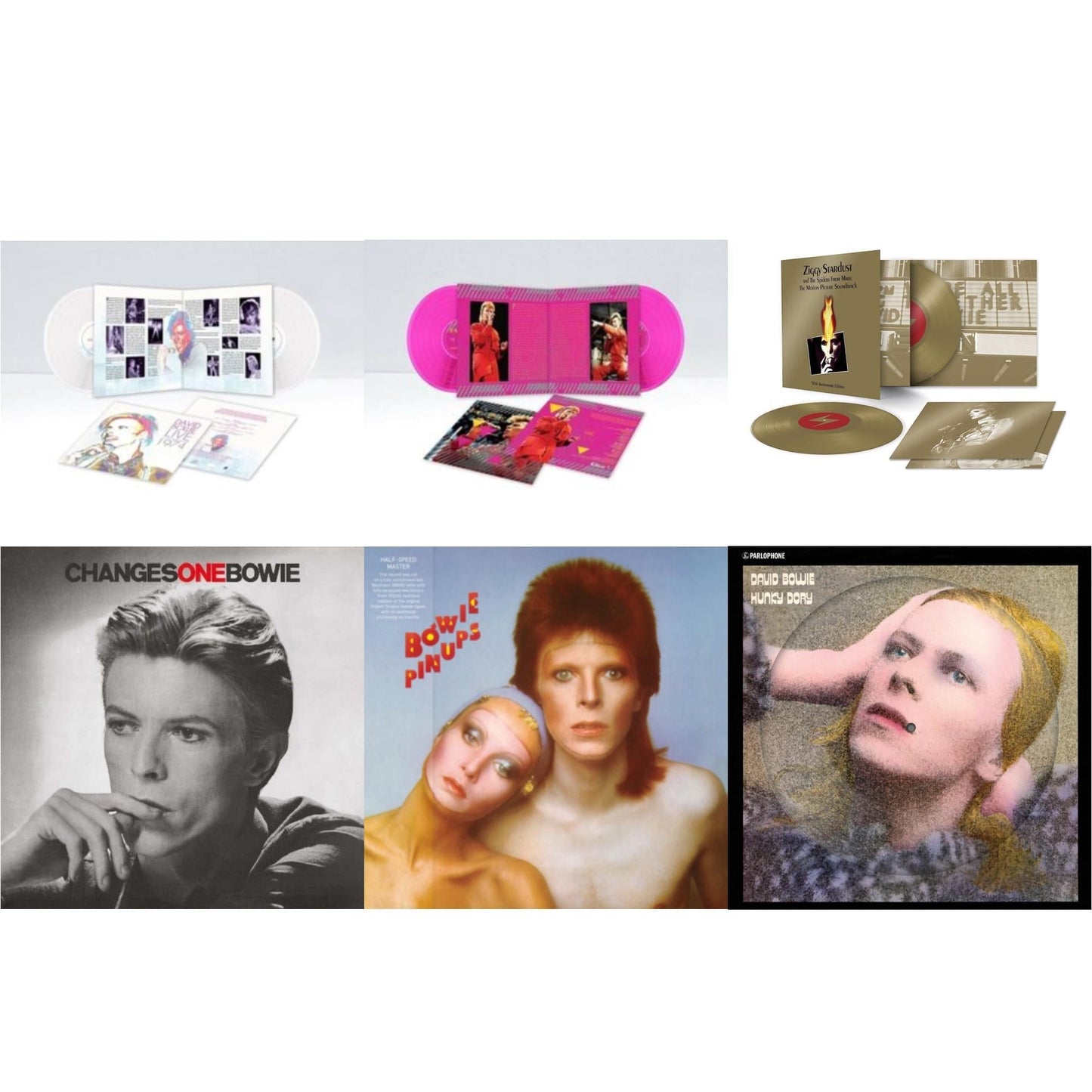 David Bowie - Changesonebowie (180G) & Hunky Dory (2015 Remaster/50Th Anniv/Picture Disc) & Montreal '87 (Limited/Pink LP Vinyl) & Live Los Angeles 1974 (White LP Vinyl/Limited) & Pinups (2015 Remaster) & Ziggy Stardust & The Spiders From Mars Ost