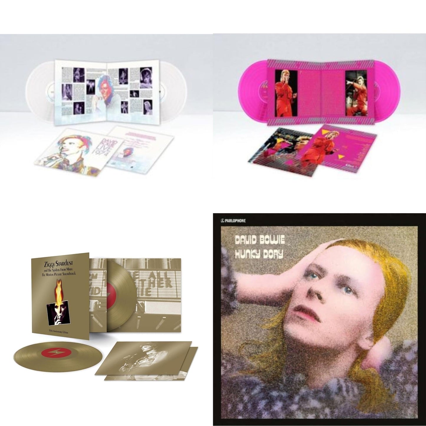 David Bowie - Montreal '87 (Limited/Pink LP Vinyl) & Live Los Angeles 1974 (White LP Vinyl/Limited) & Ziggy Stardust & The Spiders From Mars Ost (50Th Anniversary/2LP) & Hunky Dory