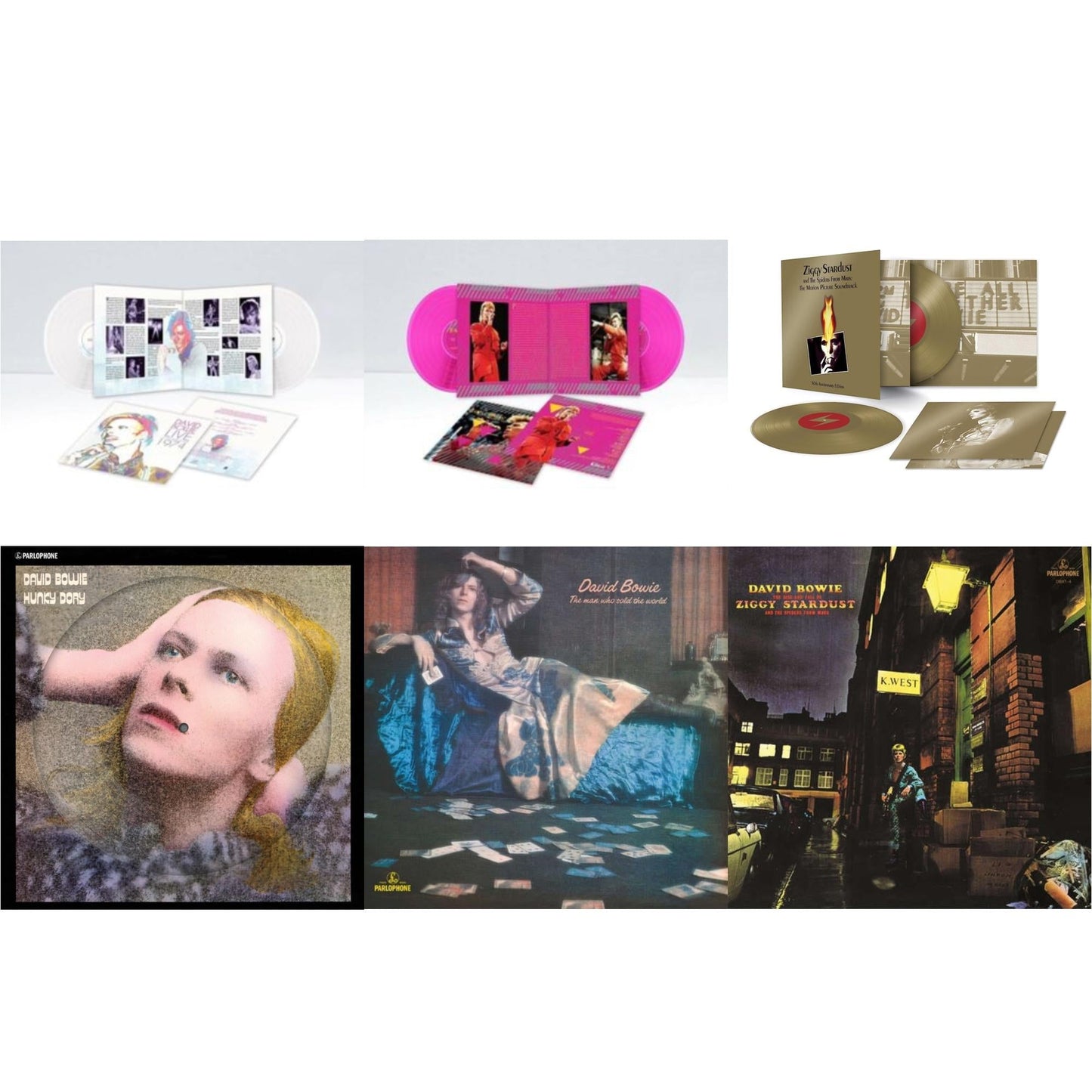 David Bowie - Hunky Dory (2015 Remaster/50Th Anniv/Picture Disc) & Montreal '87 (Limited/Pink LP Vinyl) & Live Los Angeles 1974 (White LP Vinyl/Limited) & Ziggy Stardust & The Spiders From Mars Ost (50Th Anniversary/2LP) & Rise & Fall Of Ziggy