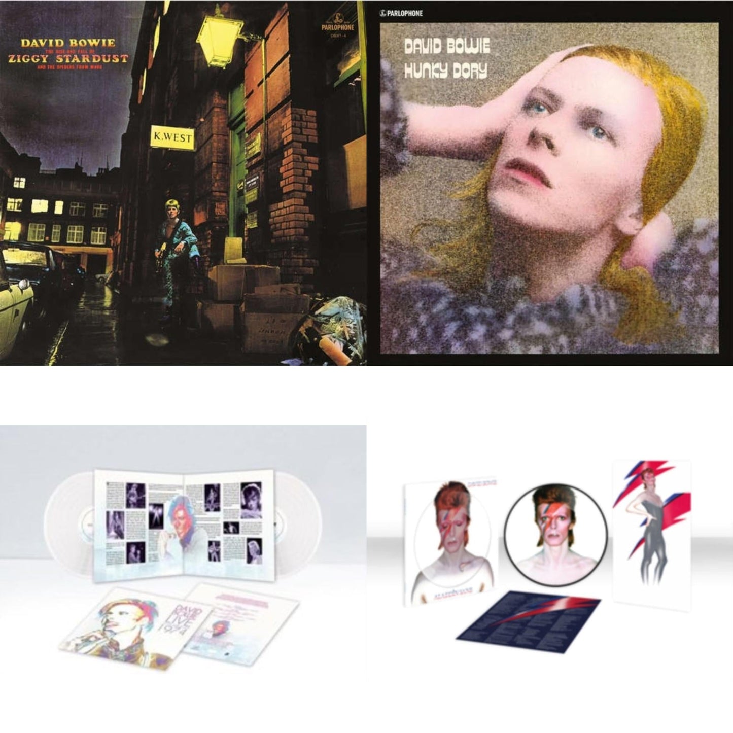 David Bowie - Live Los Angeles 1974 (White LP Vinyl/Limited) & Aladdin Sane (2013 Remaster) (Picture Disc) & Rise & Fall Of Ziggy Stardust (2012 Remaster) & Hunky Dory