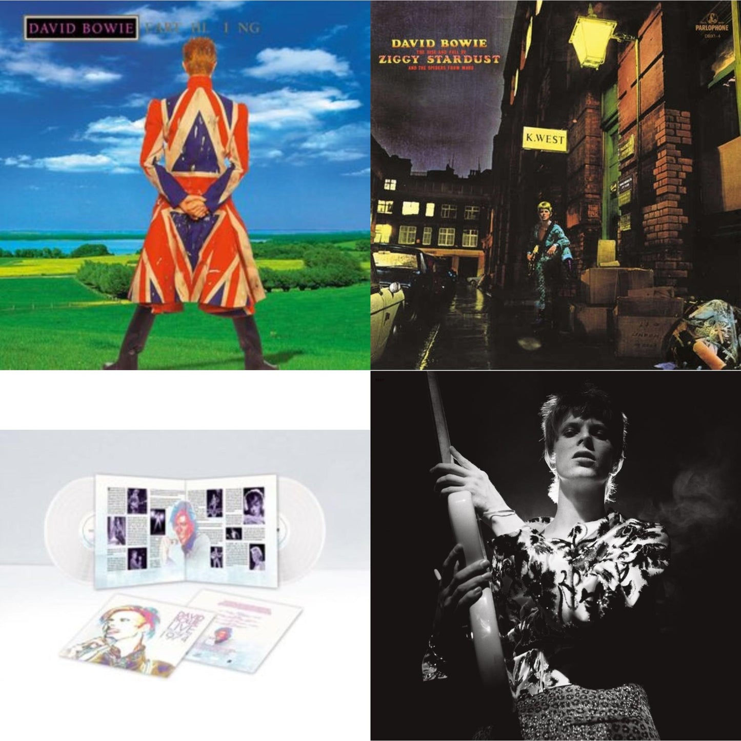 David Bowie - Earthling (2021 Remaster/2LP) & Live Los Angeles 1974 (White LP Vinyl/Limited) & Rock N Roll Star & Rise & Fall Of Ziggy Stardust (2012 Remaster)