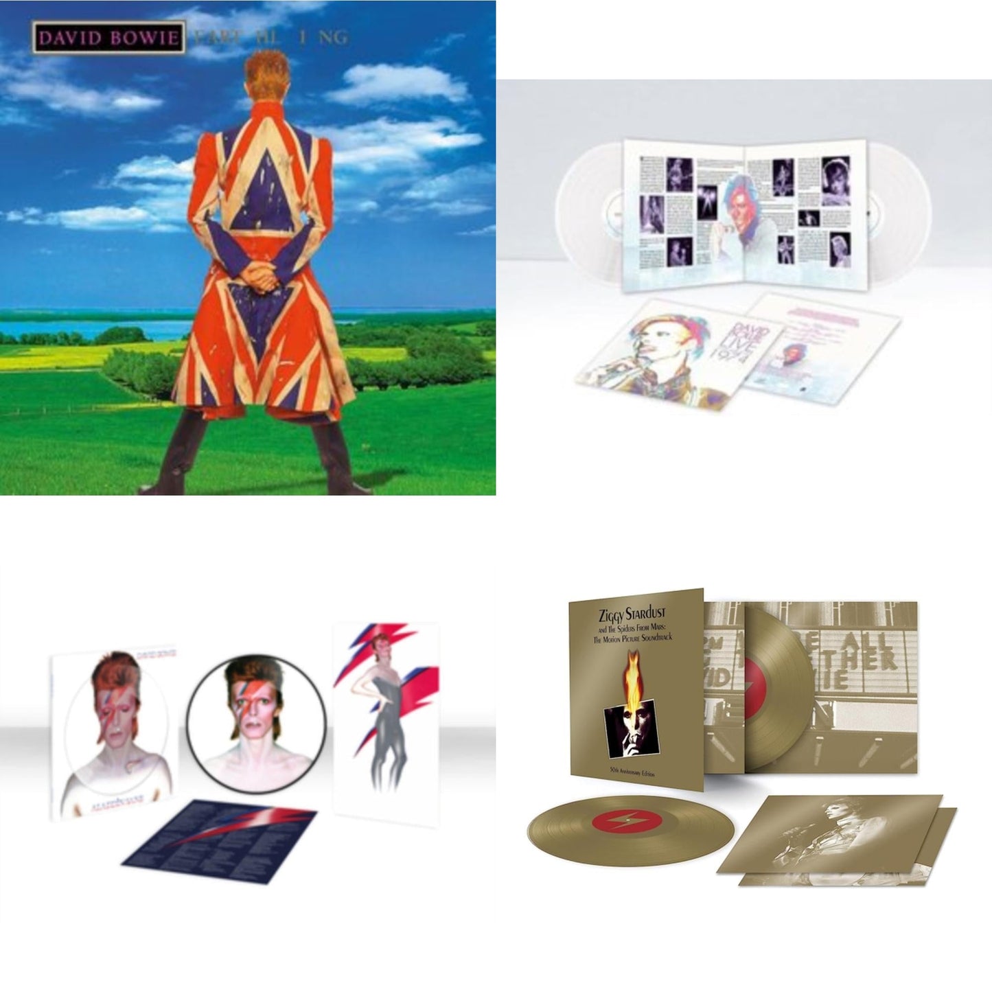 David Bowie - Earthling (2021 Remaster/2LP) & Live Los Angeles 1974 (White LP Vinyl/Limited) & Aladdin Sane (2013 Remaster) (Picture Disc) & Ziggy Stardust & The Spiders From Mars Ost (50Th Anniversary/2LP)