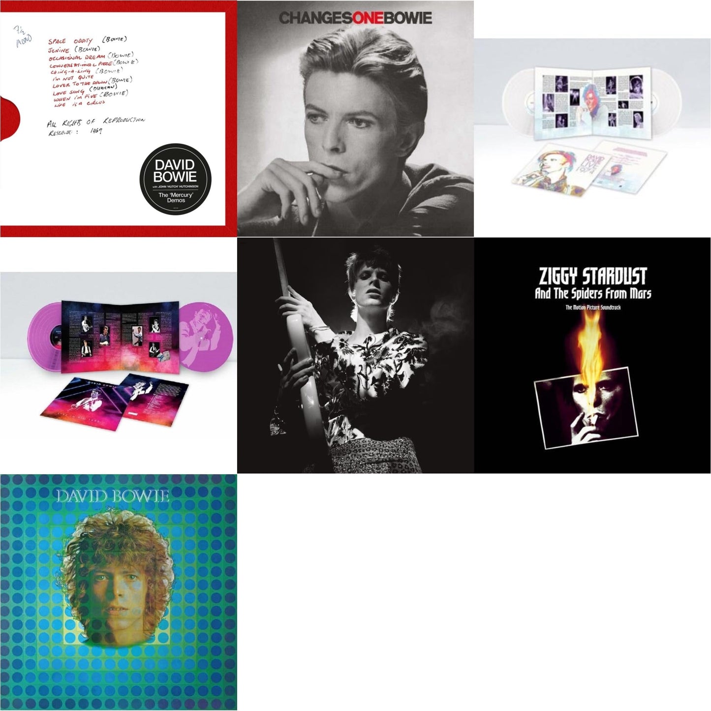 David Bowie - Mercury Demos & Changesonebowie (180G) & Live Los Angeles 1974 (White LP Vinyl/Limited) & Live In Rio 1990 (Pink LP Vinyl/180G/Limited) & Rock N Roll Star & Ziggy Stardust & The Spiders From Mars Ost (2LP) & David Bowie Aka Space Oddity