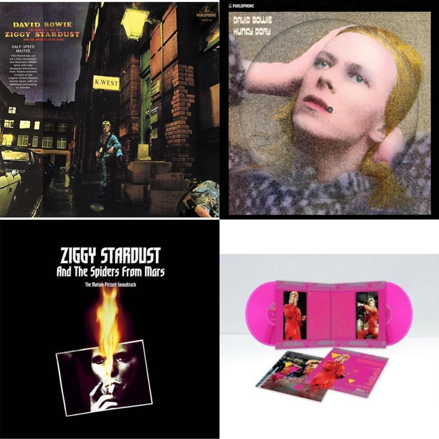 David Bowie - Rise & Fall Of Ziggy Stardust & The Spiders From Mars (2012 Remaster/Half-Speed Master) & Hunky Dory (2015 Remaster/50Th Anniv/Picture Disc) & Montreal '87 (Limited/Pink LP Vinyl) & Ziggy Stardust & The Spiders From Mars Ost (2LP)