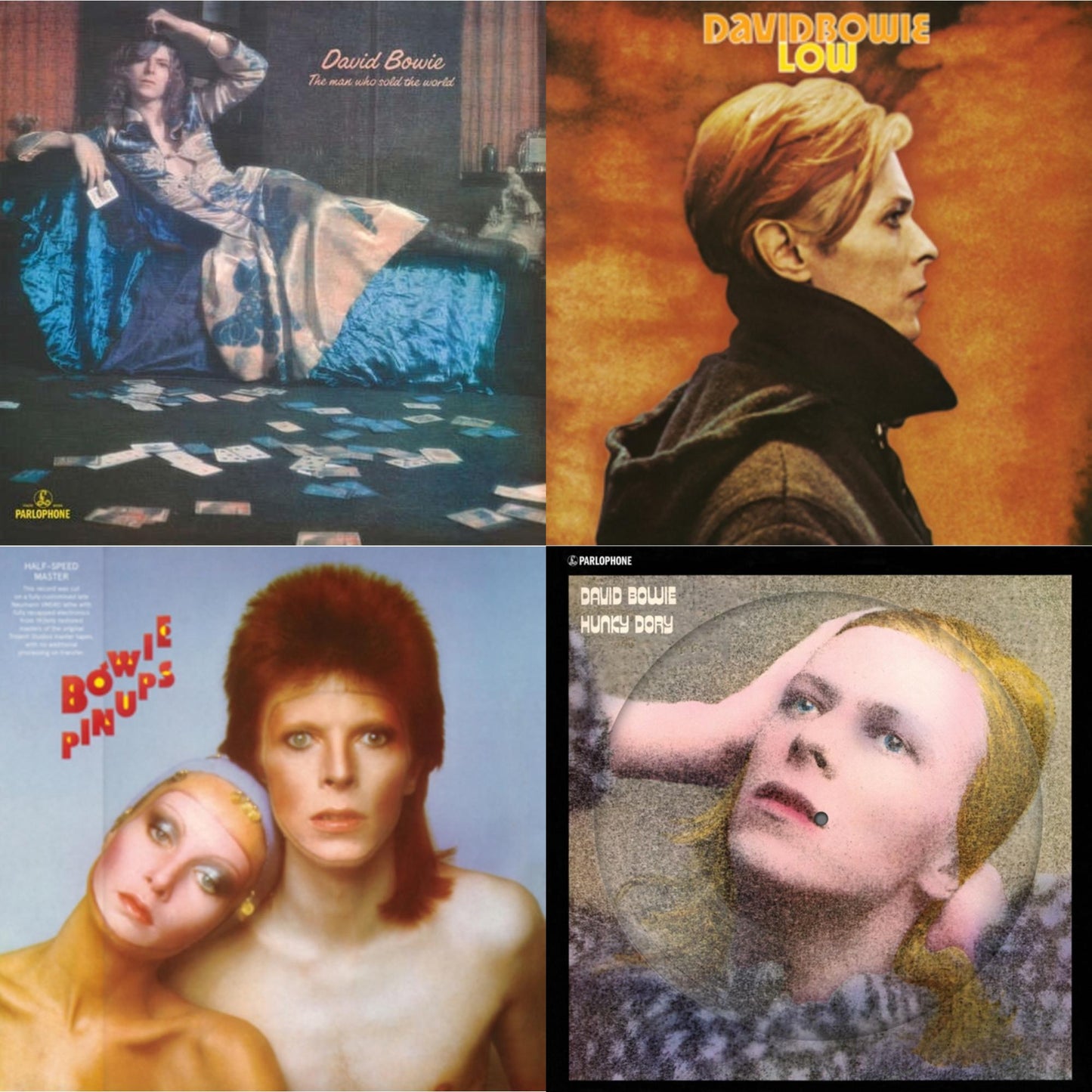 David Bowie - Low (2017 Remaster) & Hunky Dory (2015 Remaster/50Th Anniv/Picture Disc) & Pinups (2015 Remaster) & Man Who Sold The World (2015 Remaster) - LP Vinyl Bundle