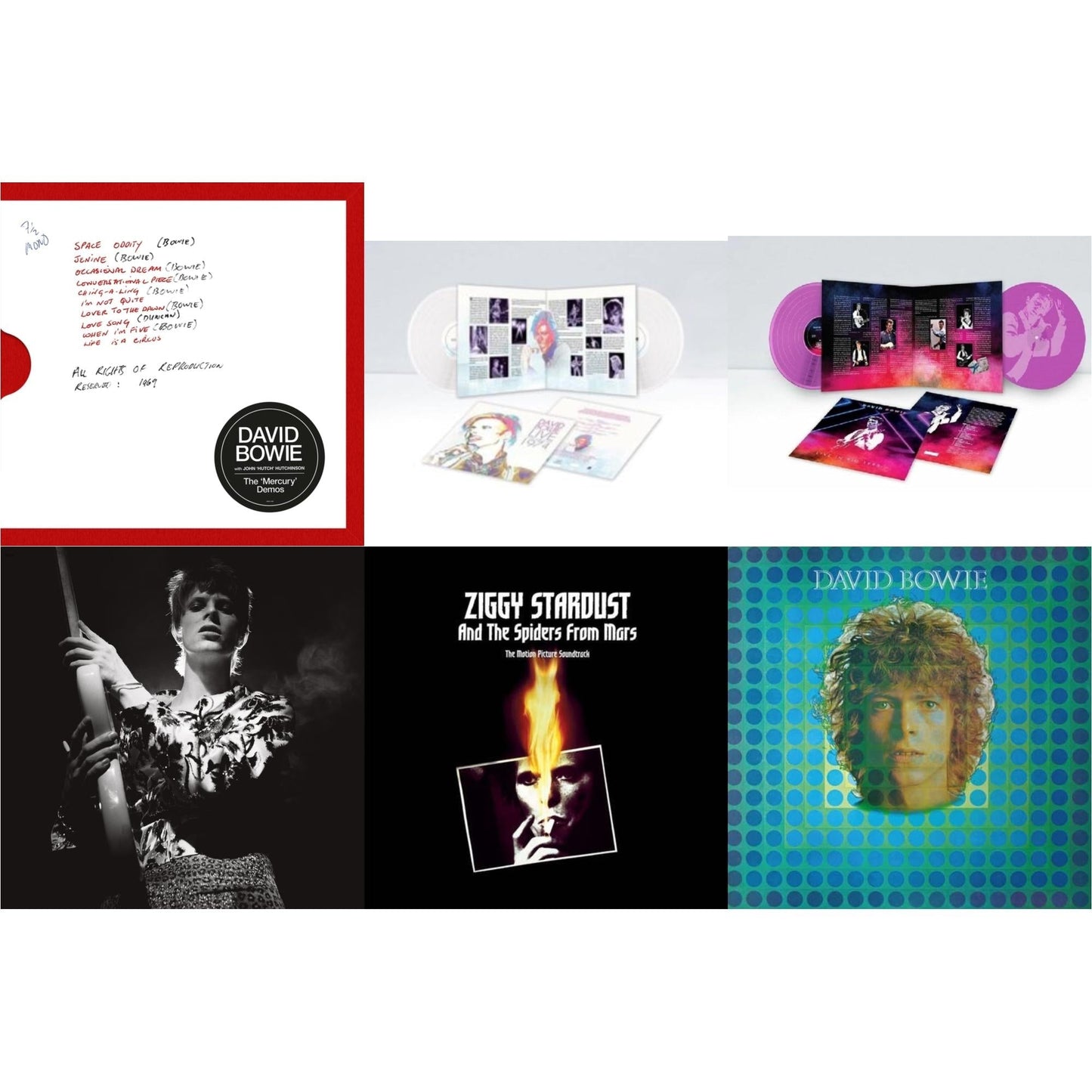 David Bowie - Mercury Demos & Live Los Angeles 1974 (White LP Vinyl/Limited) & Live In Rio 1990 (Pink LP Vinyl/180G/Limited) & Rock N Roll Star & Ziggy Stardust & The Spiders From Mars Ost (2LP) & David Bowie Aka Space Oddity