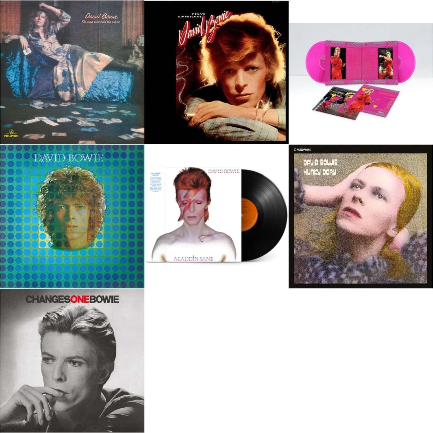 David Bowie - Young Americans (2016 Remastered Version) & Changesonebowie (180G) & Montreal '87 (Limited/Pink LP Vinyl) & Aladdin Sane (2013 Remaster) (Half Speed Master) & Man Who Sold The World (2015 Remaster) & David Bowie Aka Space Oddity & Hunky