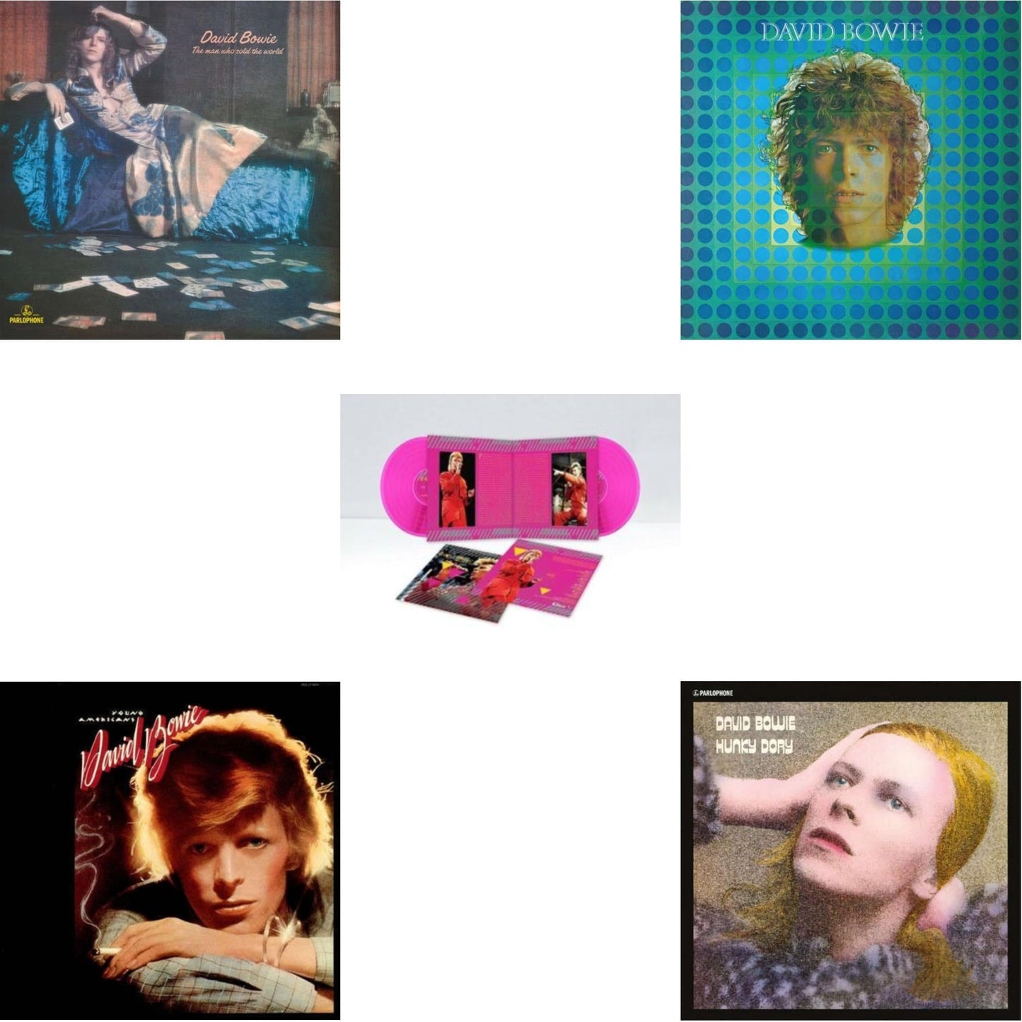 David Bowie - Young Americans (2016 Remastered Version) & Montreal '87 (Limited/Pink LP Vinyl) & Man Who Sold The World (2015 Remaster) & David Bowie Aka Space Oddity & Hunky Dory