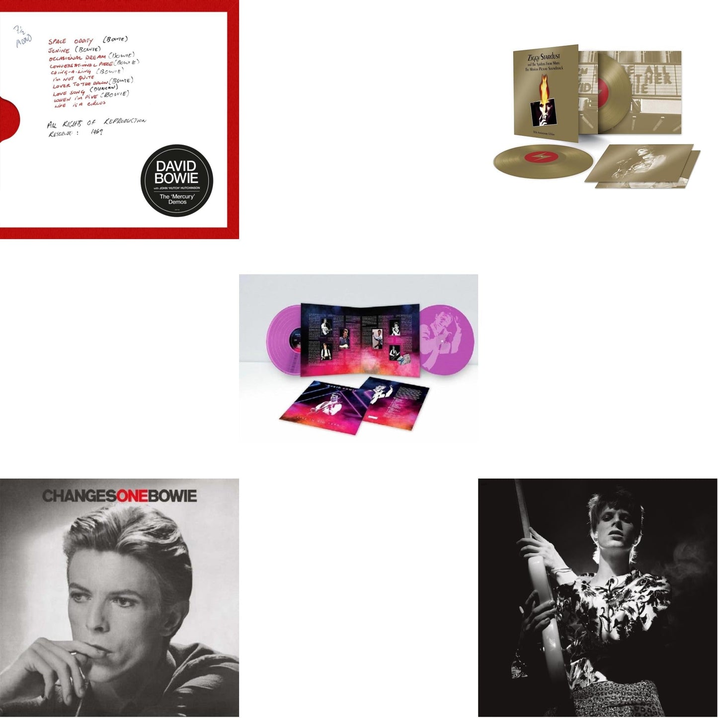 David Bowie - Mercury Demos & Changesonebowie (180G) & Live In Rio 1990 (Pink LP Vinyl/180G/Limited) & Ziggy Stardust & The Spiders From Mars Ost (50Th Anniversary/2LP) & Rock N Roll Star