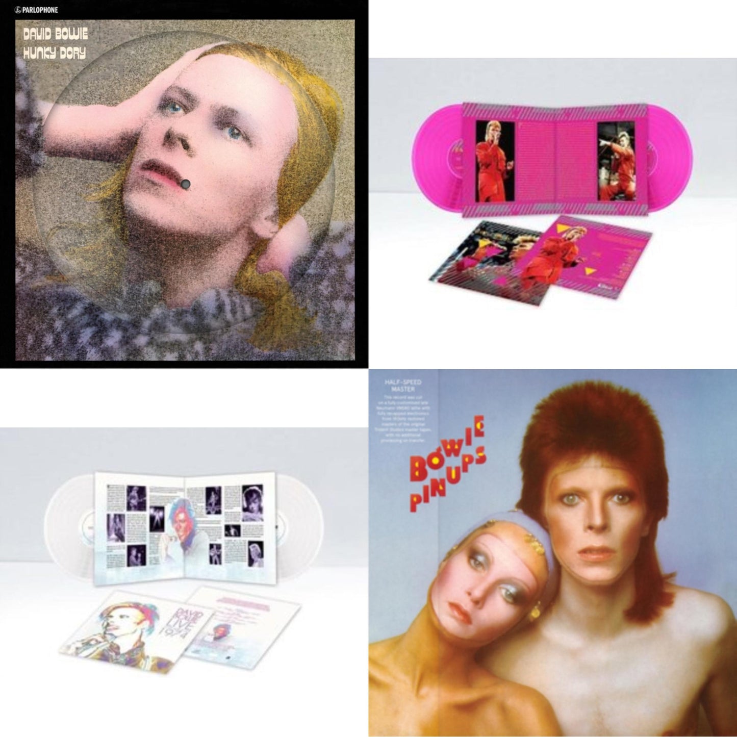 David Bowie - Hunky Dory (2015 Remaster/50Th Anniv/Picture Disc) & Montreal '87 (Limited/Pink LP Vinyl) & Live Los Angeles 1974 (White LP Vinyl/Limited) & Pinups (2015 Remaster)