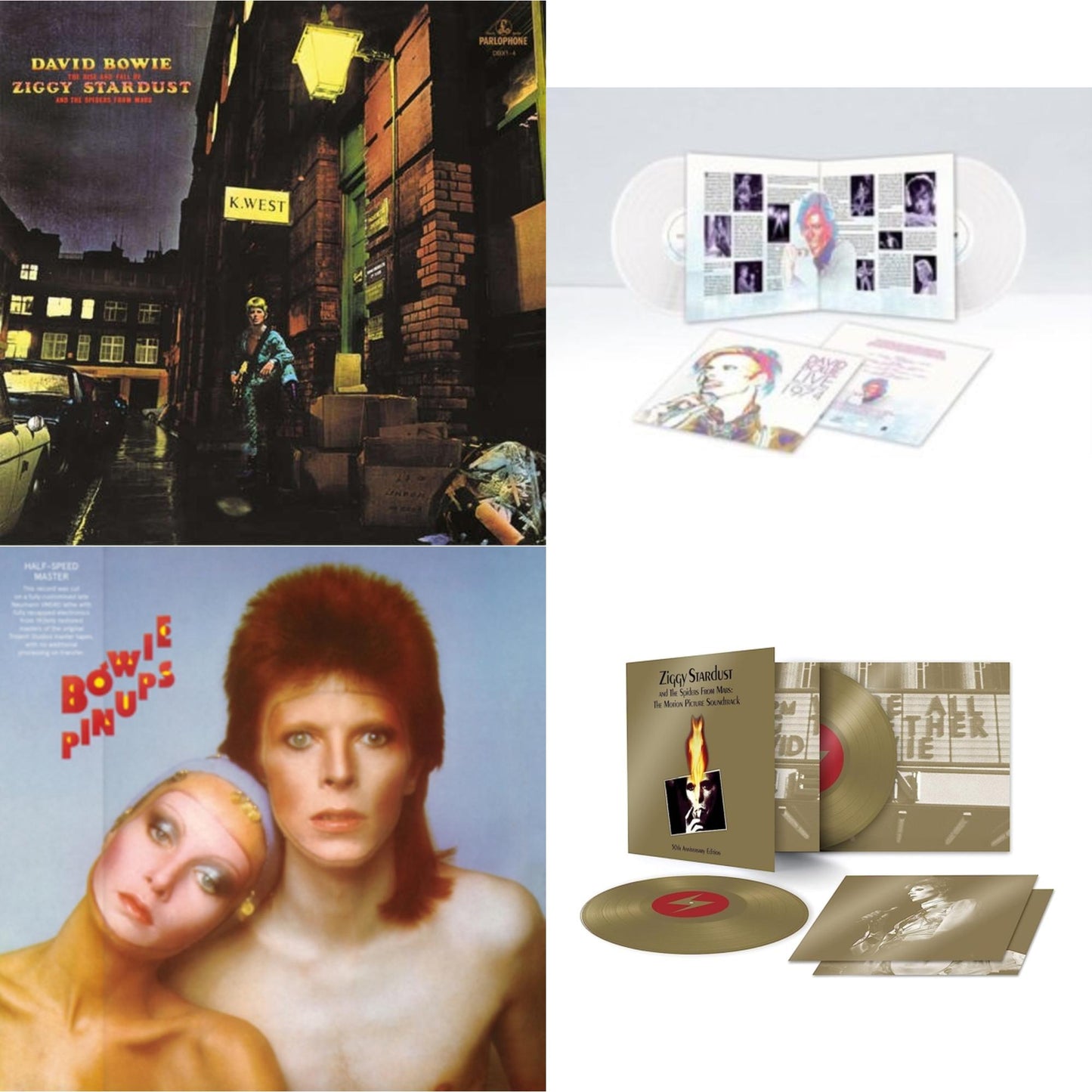 David Bowie - Live Los Angeles 1974 (White LP Vinyl/Limited) & Pinups (2015 Remaster) & Ziggy Stardust & The Spiders From Mars Ost (50Th Anniversary/2LP) & Rise & Fall Of Ziggy Stardust (2012 Remaster)