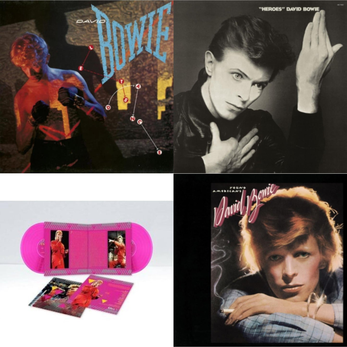 David Bowie - Let's Dance (2018 Remastered Version) & Heroes (2017 Remaster) & Montreal '87 (Limited/Pink LP Vinyl) & Young Americans (50Th Anniversary/Half Speed Master)