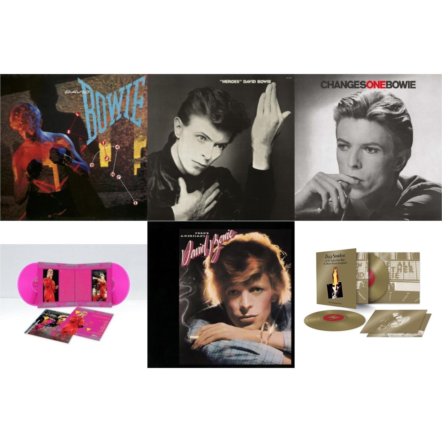 David Bowie - Let's Dance (2018 Remastered Version) & Heroes (2017 Remaster) & Changesonebowie (180G) & Montreal '87 (Limited/Pink LP Vinyl) & Young Americans (50Th Anniversary/Half Speed Master) & Ziggy Stardust & The Spiders From Mars Ost (50Th