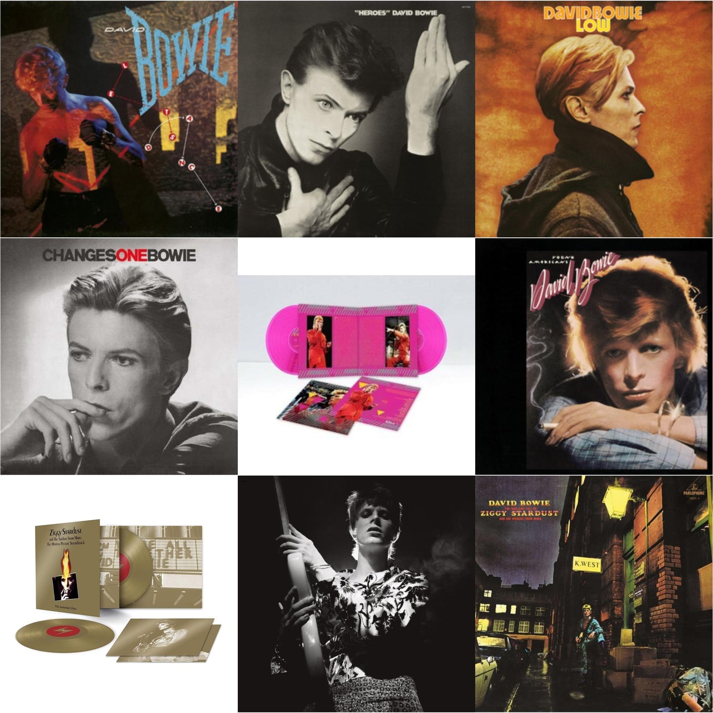 David Bowie - Let's Dance (2018 Remastered Version) & Heroes (2017 Remaster) & Low (2017 Remaster) & Changesonebowie (180G) & Montreal '87 (Limited/Pink LP Vinyl) & Young Americans (50Th Anniversary/Half Speed Master) & Ziggy Stardust & The Spiders