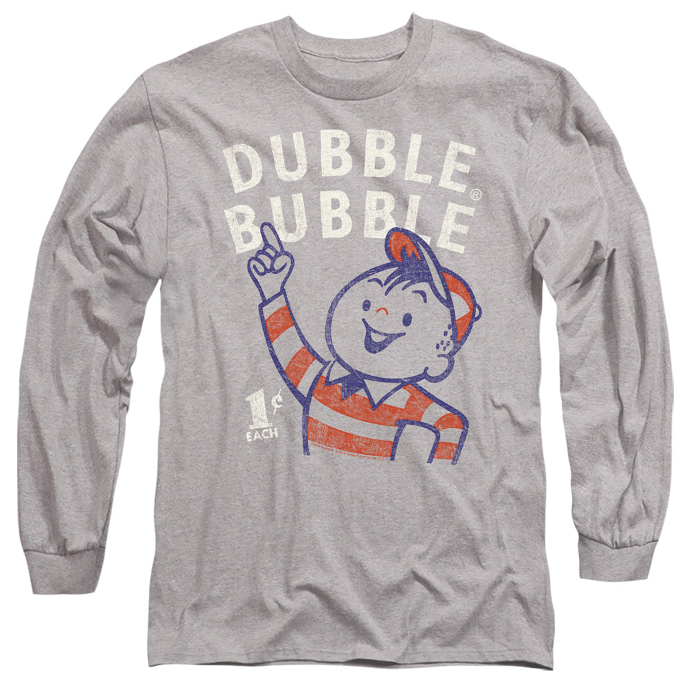 Dubble Bubble Pointing Mens Long Sleeve Shirt Athletic Heather Officially Licensed Officially Licensed