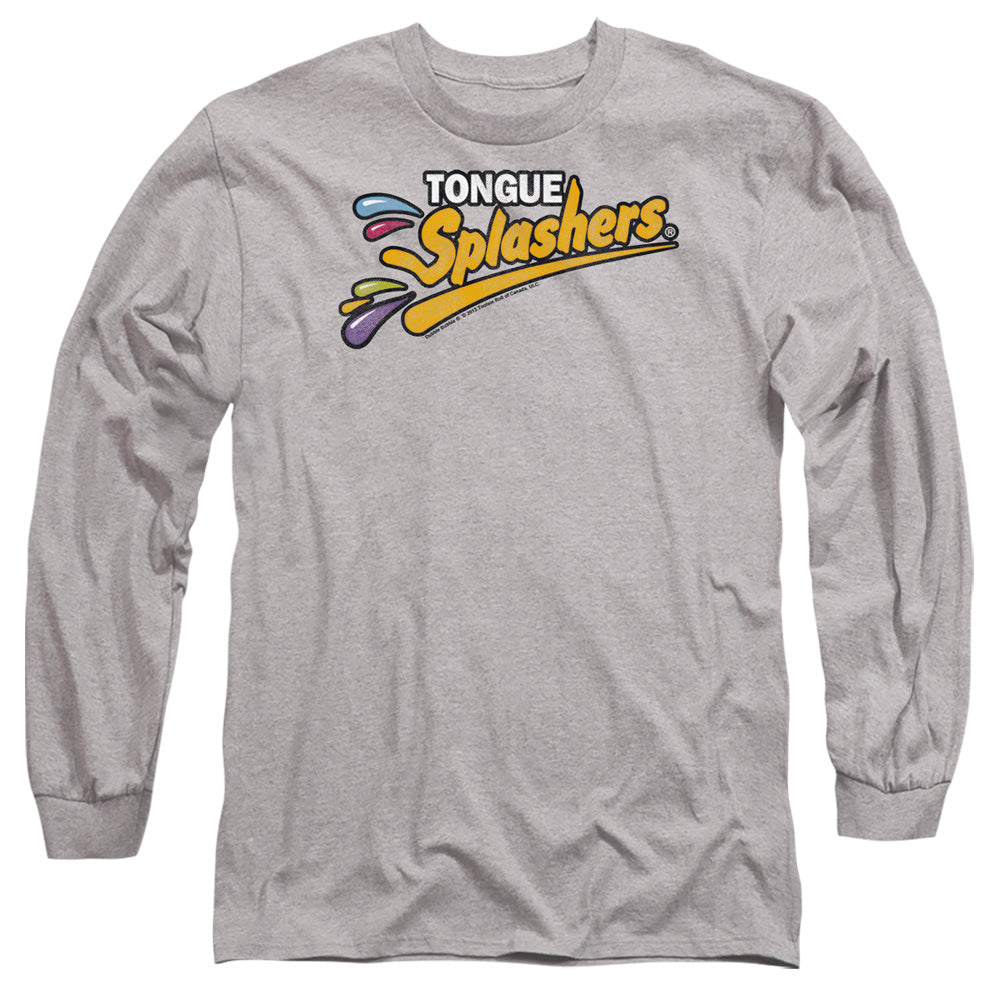 Dubble Bubble Tongue Splashers Logo Mens Long Sleeve Shirt Athletic Heather Officially Licensed Officially Licensed