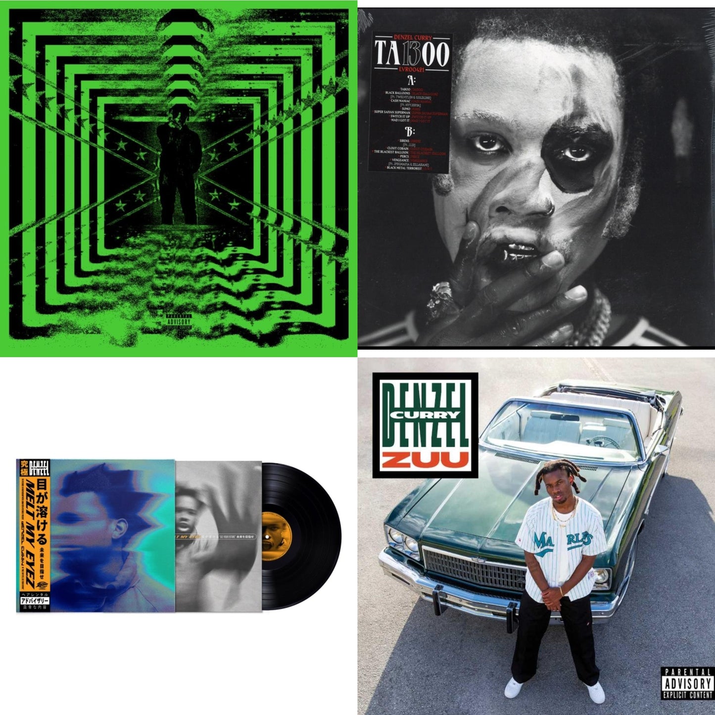 Denzel Curry - 32 Zel (Neon Yellow LP Vinyl) & Ta13oo (Red Slushie LP Vinyl) & Melt My Eyez See Your Future & Zuu