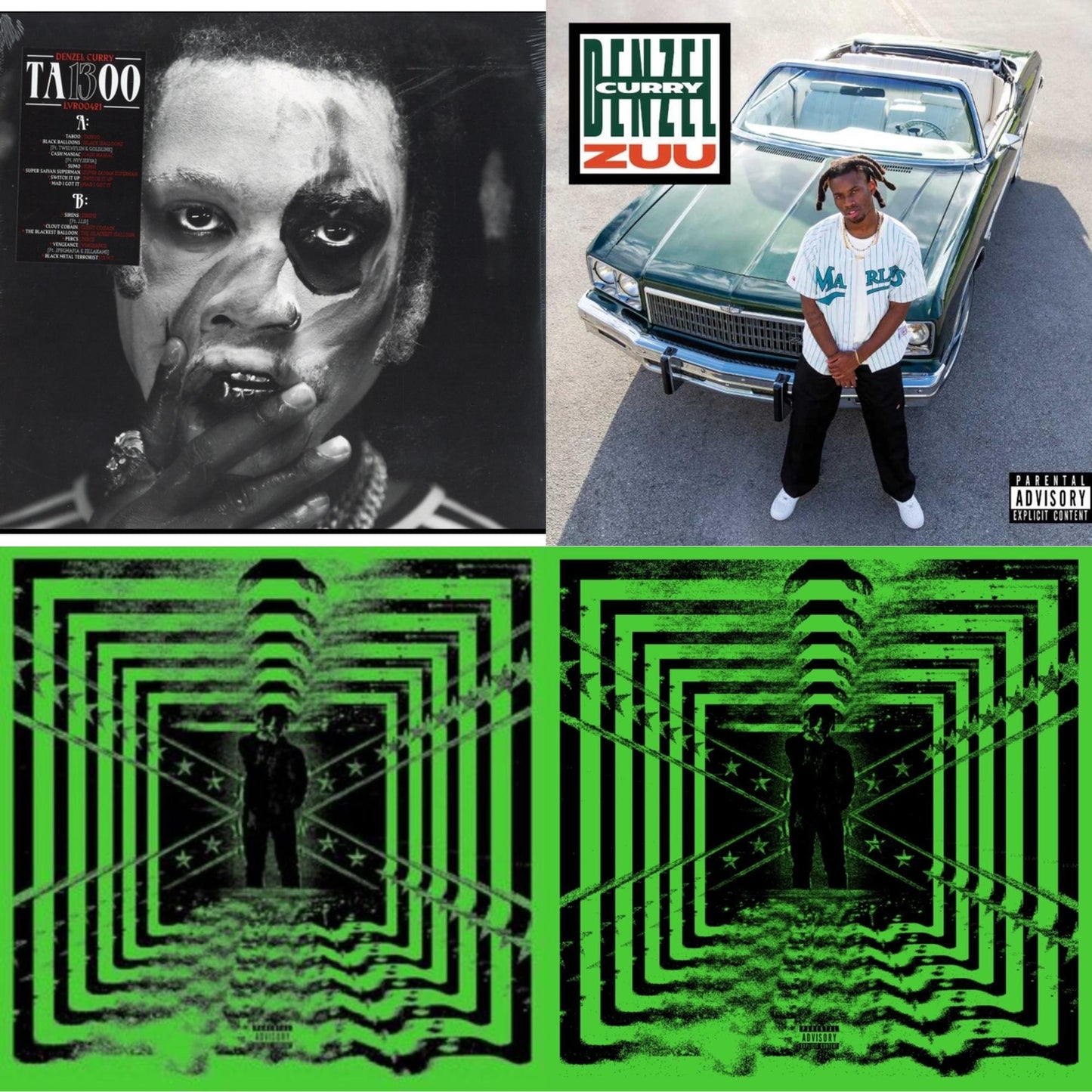 Denzel Curry - Ta13oo (Red Slushie LP Vinyl) & Zuu & 32 Zel (X) (Silver/Black Splatter LP Vinyl) & 32 Zel (Neon Yellow LP Vinyl)