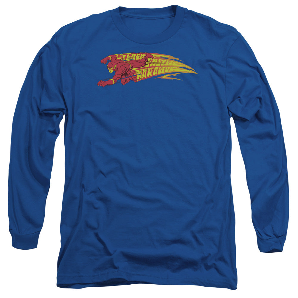 Dc Flash Fastest Man Alive Mens Long Sleeve Shirt Royal Blue Officially Licensed