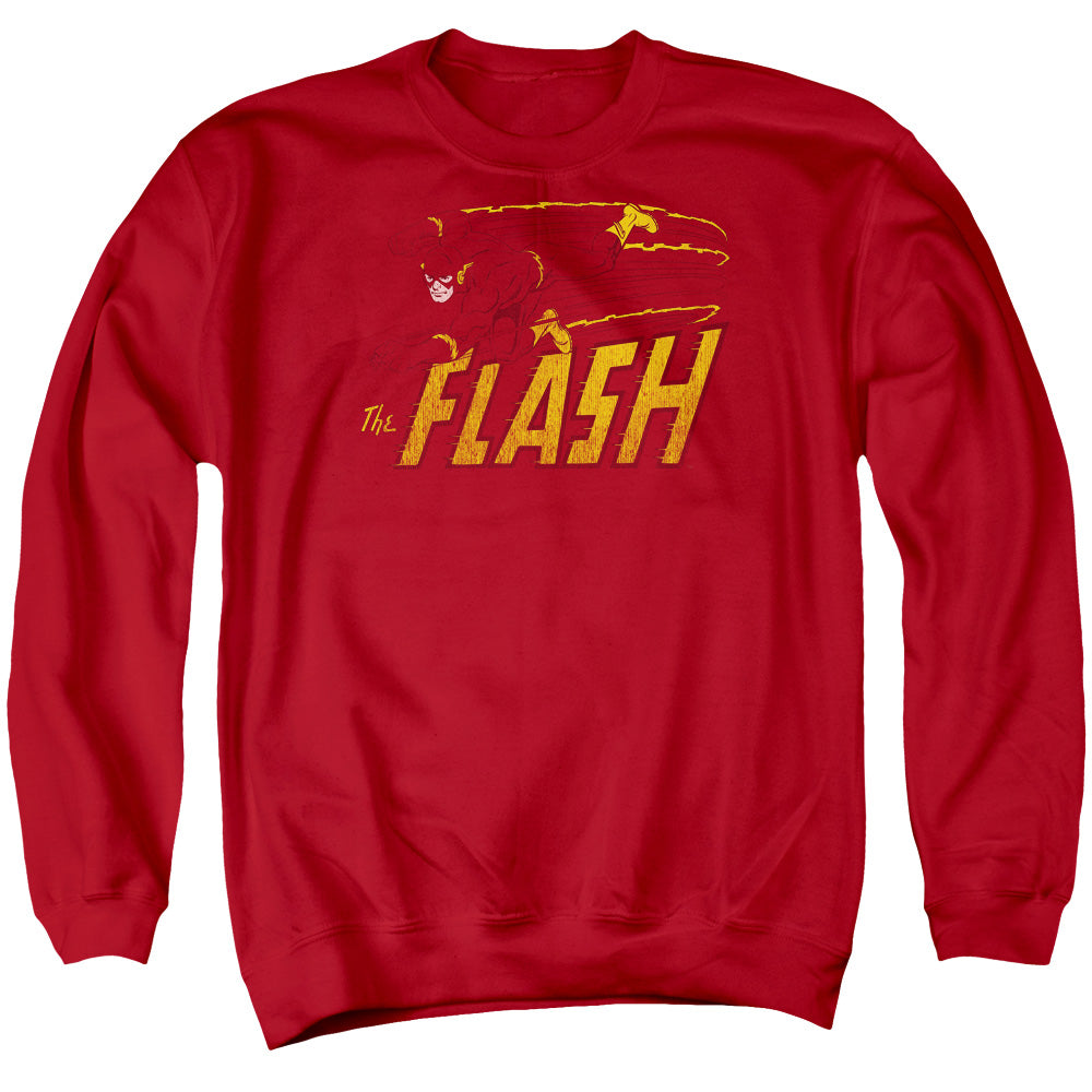 Dc Flash Flash Speed Distressed Mens Crewneck Sweatshirt Red Officially Licensed