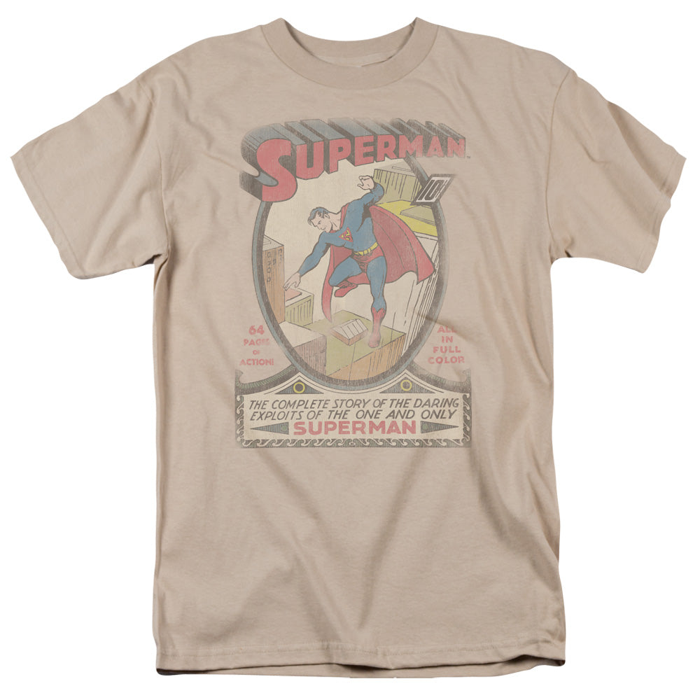 Dc Superman 1 Distressed Mens T Shirt Sand