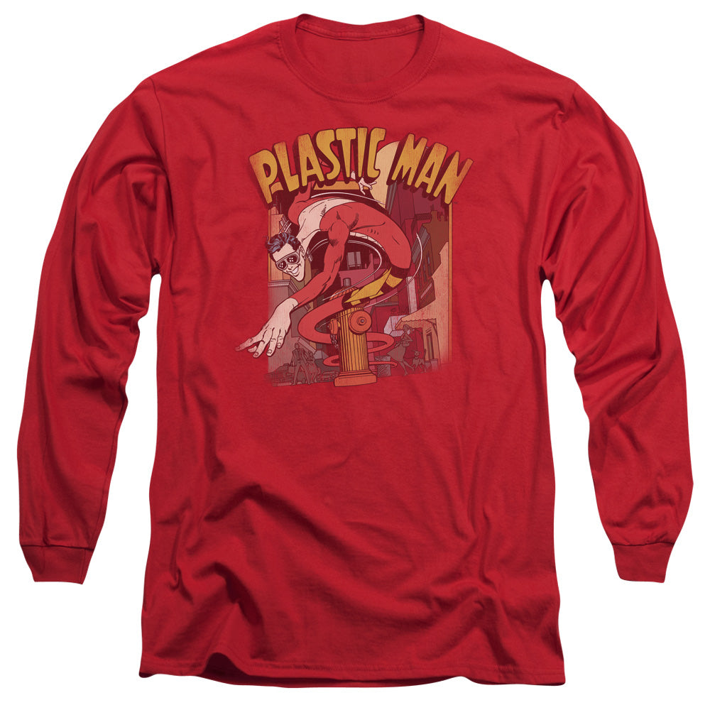 Dc Plastic Man Street Mens Long Sleeve Shirt Red Officially Licensed
