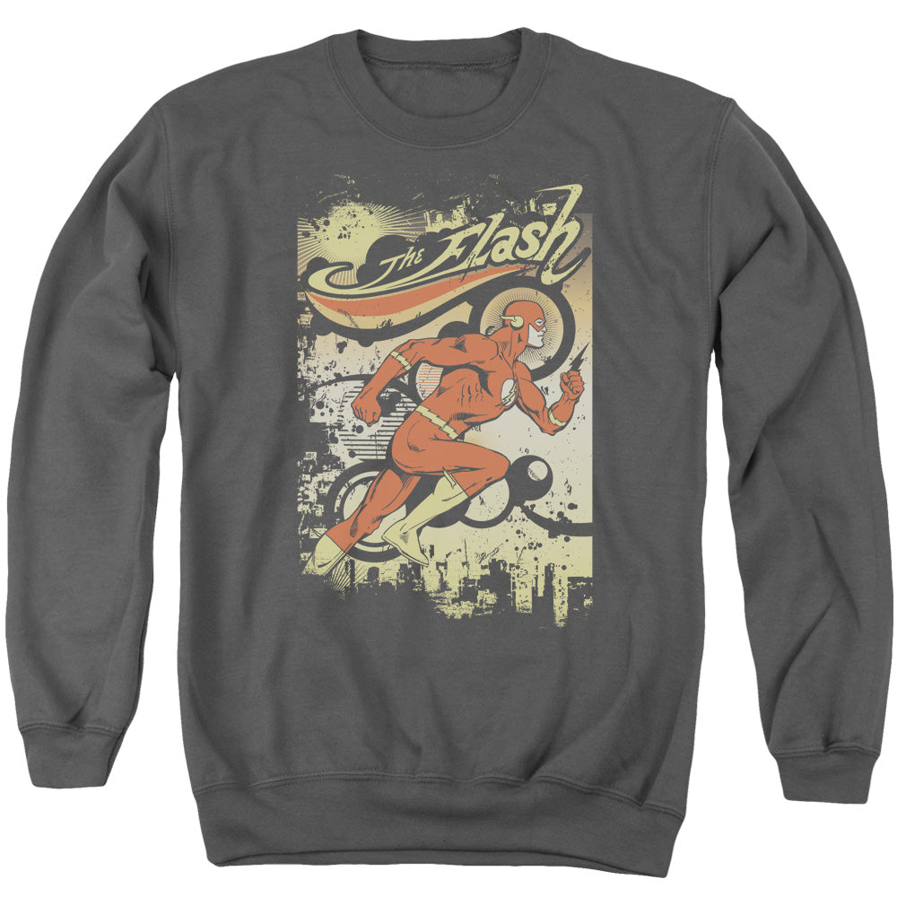 Dc Flash Just Passing Through Mens Crewneck Sweatshirt Charcoal Officially Licensed