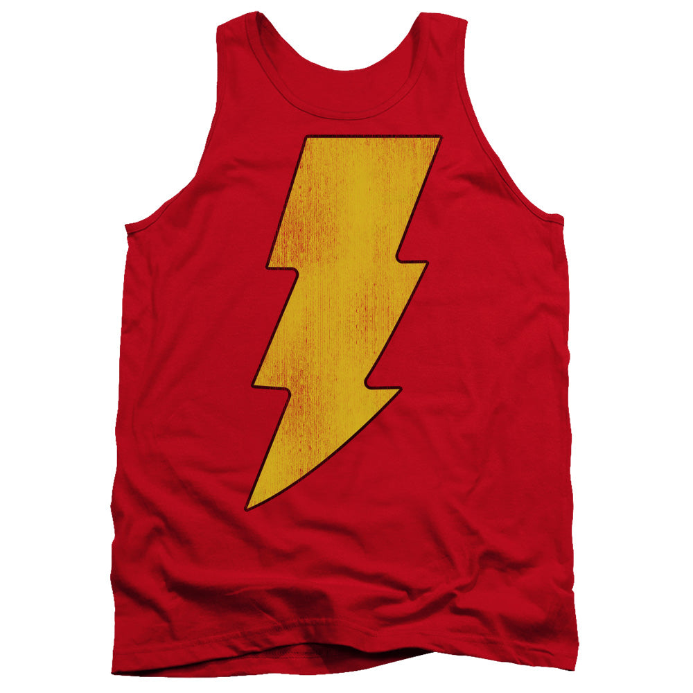 Dc Shazam Logo Distressed Mens Tank Top Shirt Red Officially Licensed