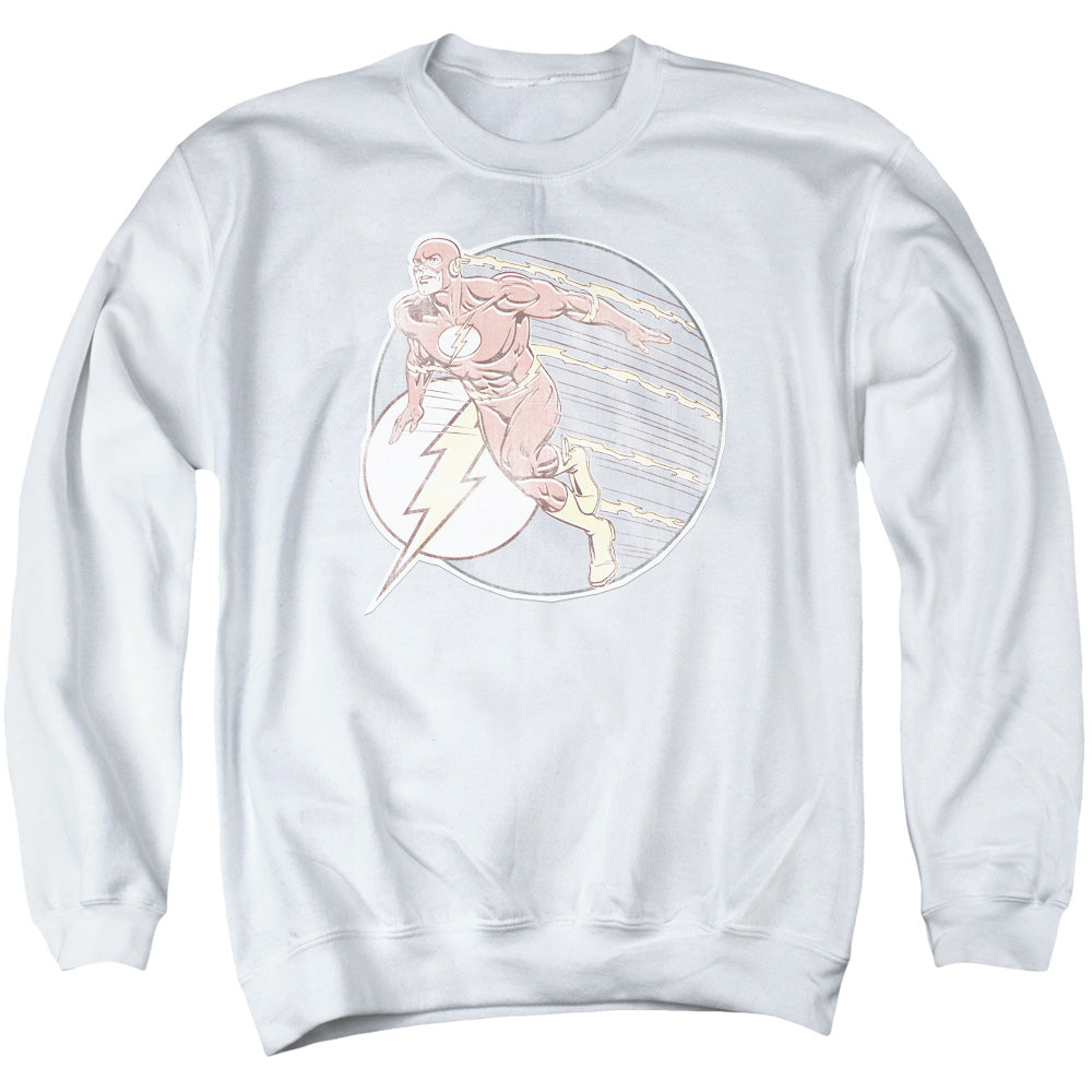 Dc Flash Retro Flash Iron On Mens Crewneck Sweatshirt White Officially Licensed