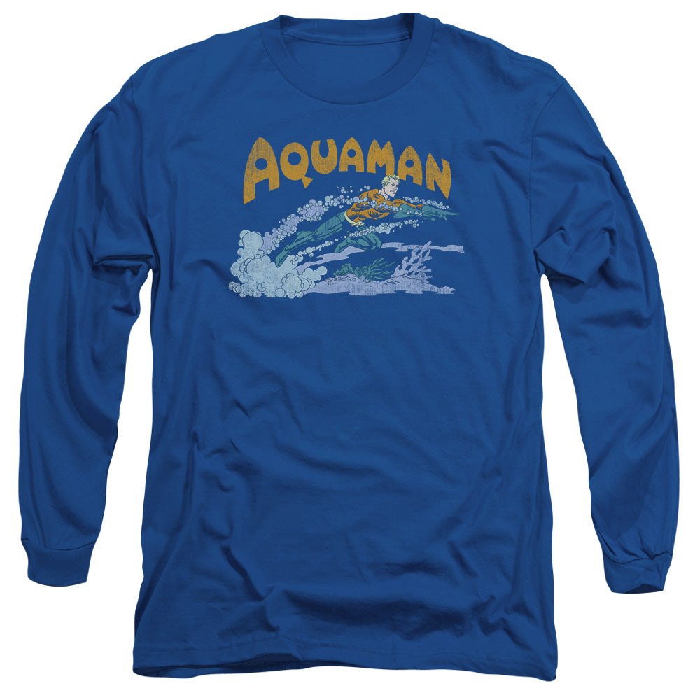 Dc Aqua Swim Mens Long Sleeve Shirt Royal Blue Officially Licensed