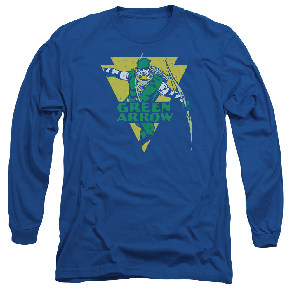 Dc Distressed Arrow Mens Long Sleeve Shirt Royal Blue Officially Licensed