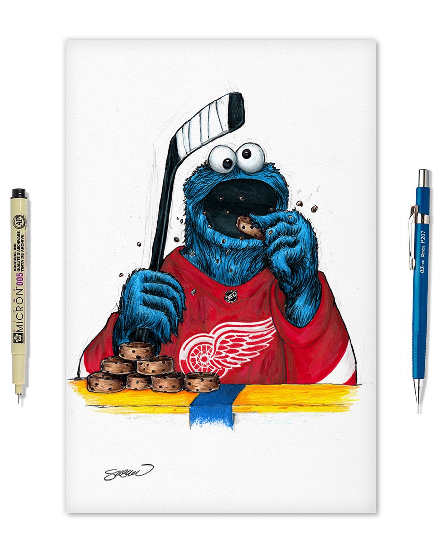 Cookie Monster x NHL Red Wings Limited Edition Art Print