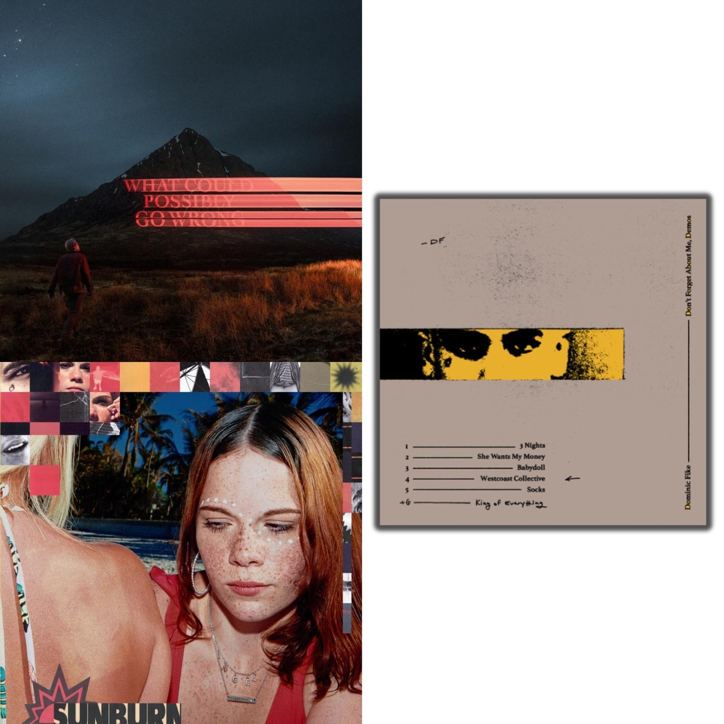 Dominic Fike - Don't Forget About Me, Demos (150G) & What Could Possibly Go Wrong (X) (140G/Poster) & Sunburn (X) (150G) - LP Vinyl Bundle