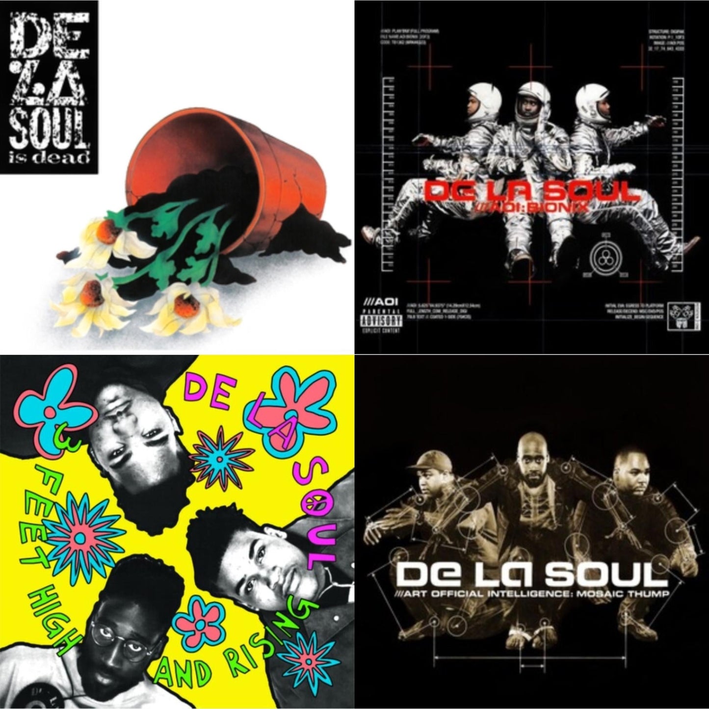 De La Soul - De La Soul Is Dead (2LP) & Aoi: Bionix (Remaster/2LP) & 3 Feet High & Rising (2LP/Yellow Vinyl) & Art Official Intelligence: Mosaic Thump (Remaster)
