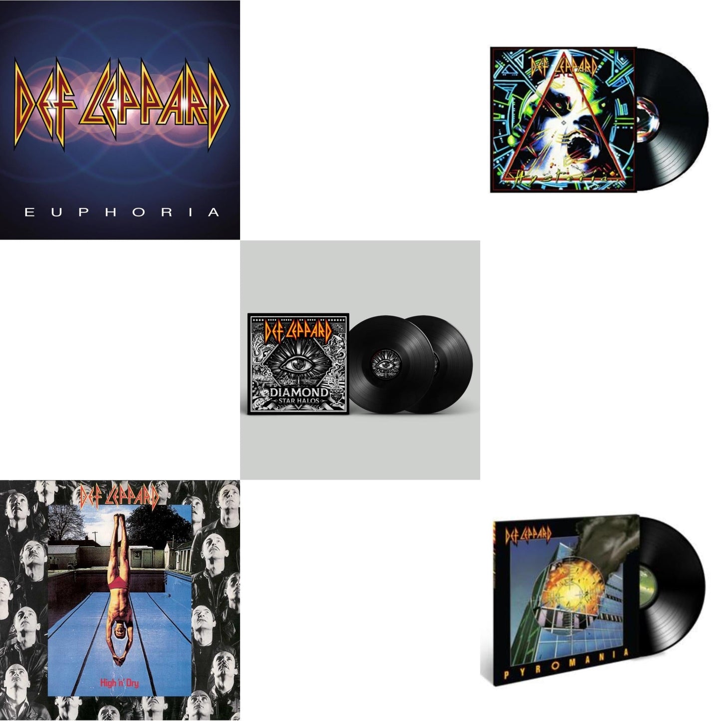 Def Leppard - Diamond Star Halos (2LP) & High N Dry & Hysteria (2 LP) & Pyromania & Euphoria (2LP)