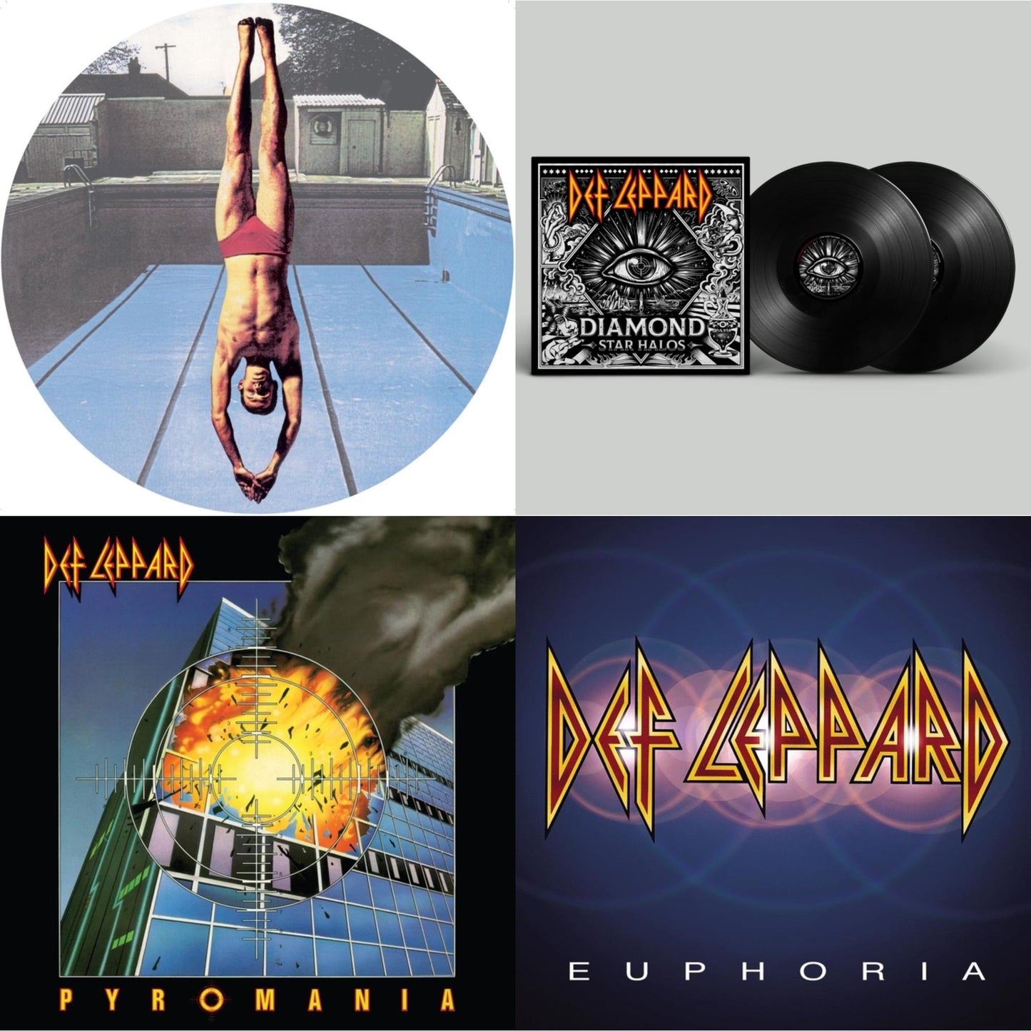 Def Leppard - High 'N' Dry (Picture Dsic) & Diamond Star Halos (2LP) & Pyromania (40Th Anniversary) (Deluxe/2LP) & Euphoria (2LP)
