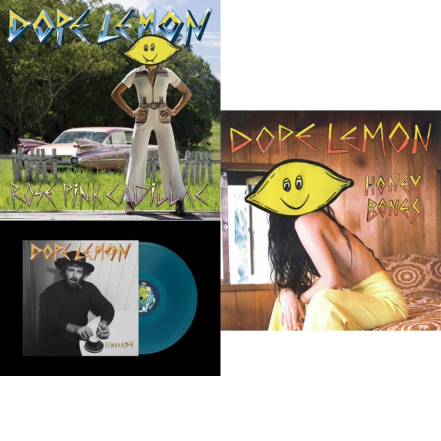 Dope Lemon - Rose Pink Cadillac (Picture Disc/2LP) & Honey Bones (X) (Transparent Yellow LP Vinyl) & Kimosabe (X) (Sea Blue LP Vinyl)