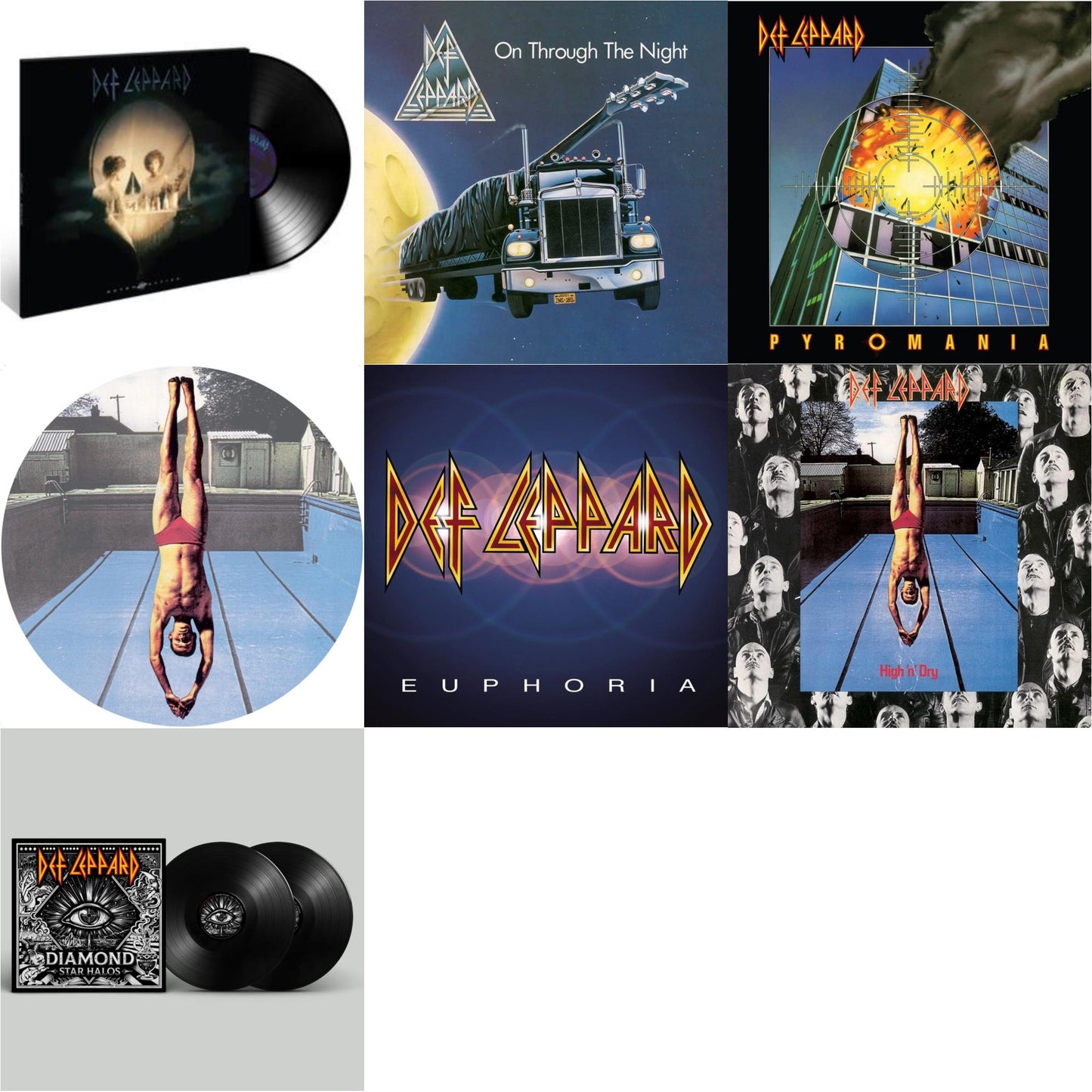 Def Leppard - Retro Active (2LP) & On Through The Night & Pyromania (40Th Anniversary) (Deluxe/2LP) & High 'N' Dry (Picture Dsic) & Euphoria (2LP) & High N Dry & Diamond Star Halos (2LP)