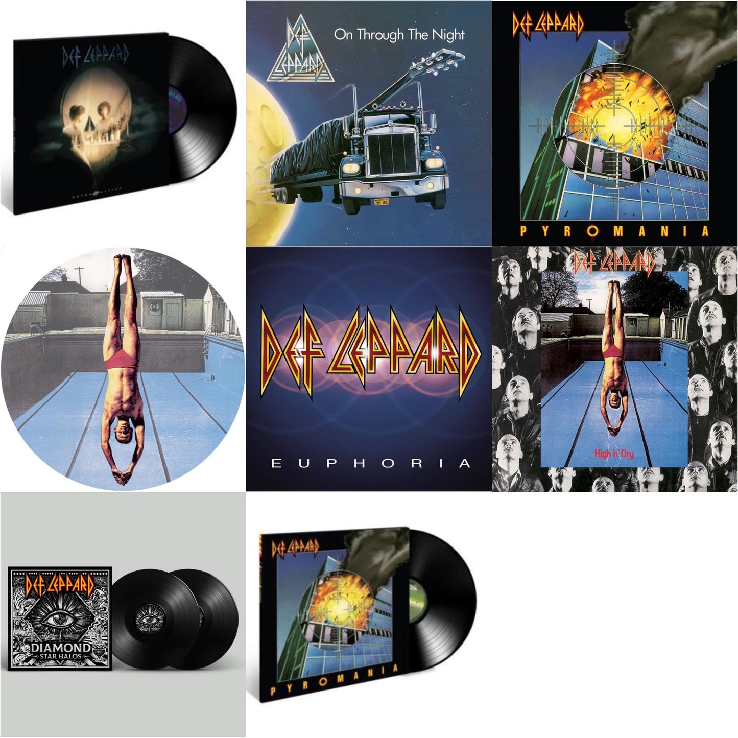 Def Leppard - Retro Active (2LP) & On Through The Night & Pyromania (40Th Anniversary) (Deluxe/2LP) & High 'N' Dry (Picture Dsic) & Euphoria (2LP) & High N Dry & Diamond Star Halos (2LP) & Pyromania