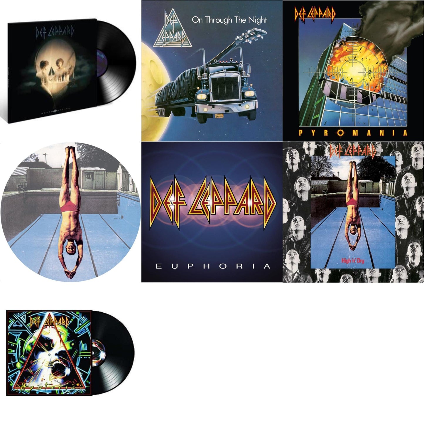 Def Leppard - Retro Active (2LP) & On Through The Night & Pyromania (40Th Anniversary) (Deluxe/2LP) & High 'N' Dry (Picture Dsic) & Euphoria (2LP) & High N Dry & Hysteria (2 LP)