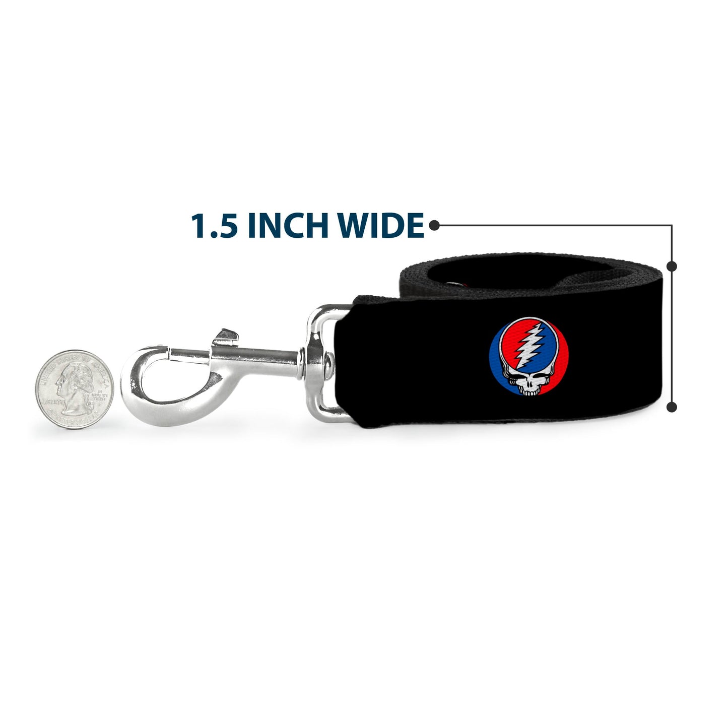 Grateful Dead Steal Your Face Repeat Black Dog Leash
