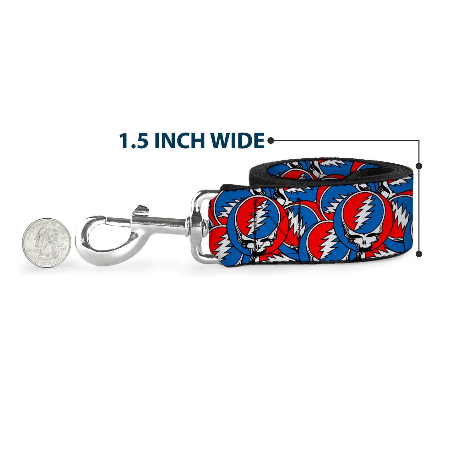 Grateful Dead Steal Your Face Logo Stacked Dog Leash