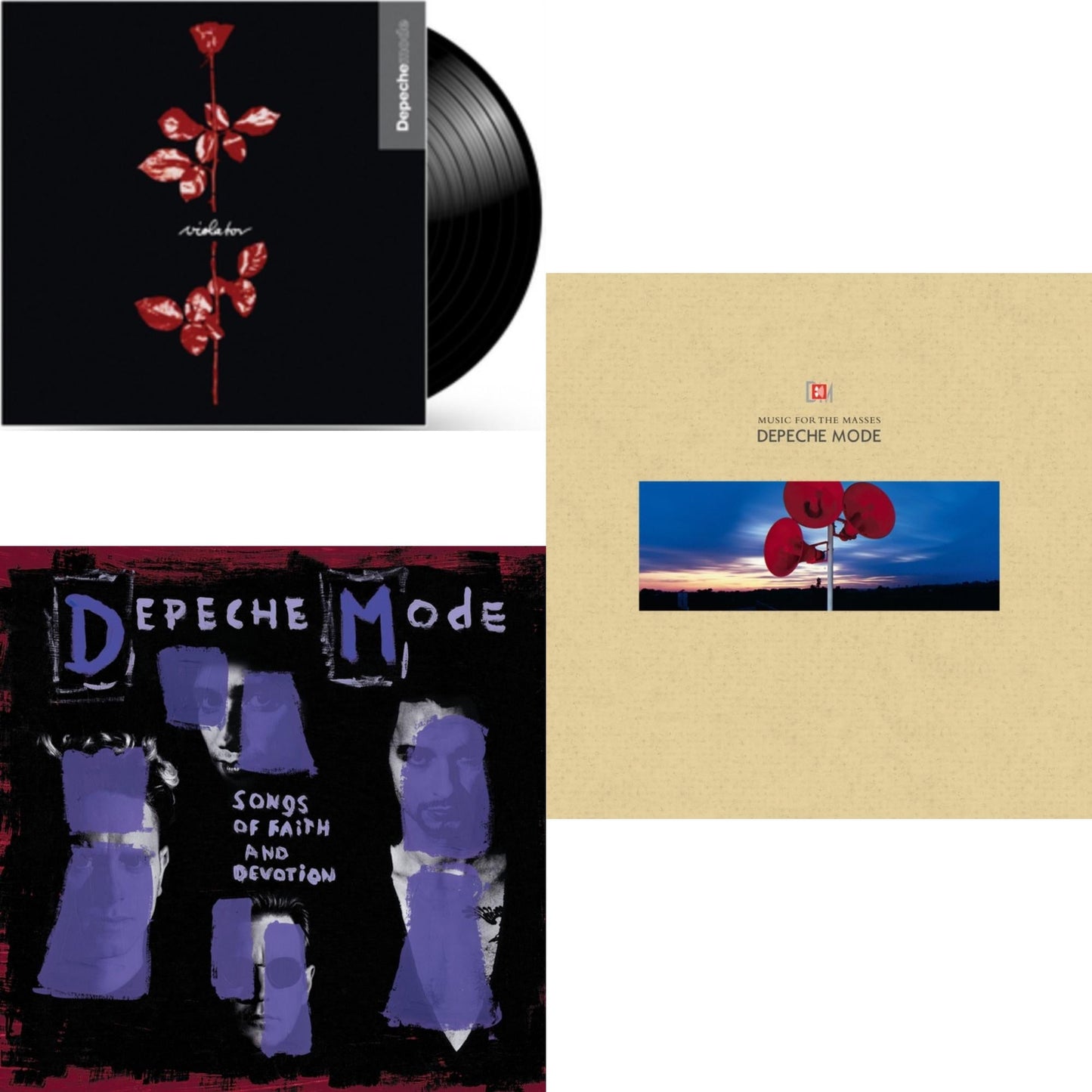 Depeche Mode - Music For The Masses & Songs Of Faith & Devotion & Violator (180G) - LP Vinyl Bundle