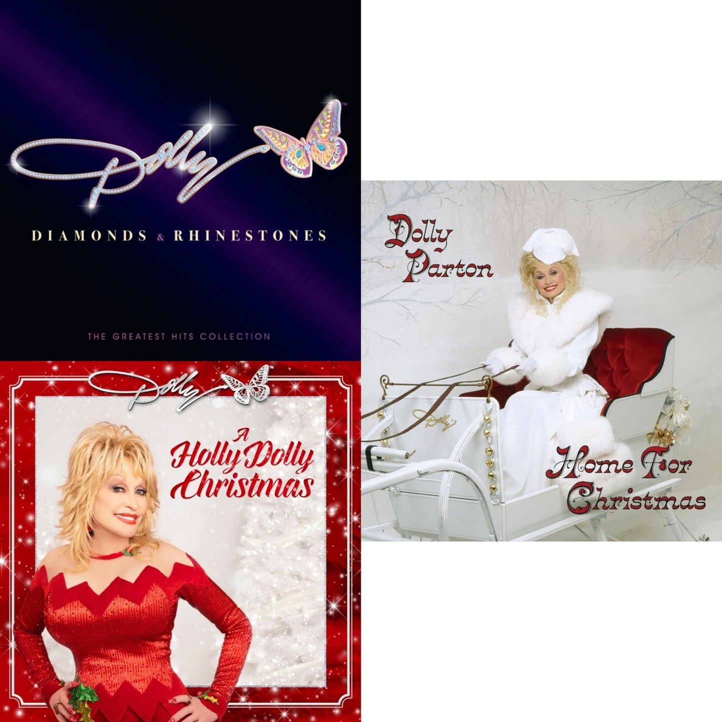 Dolly Parton - Holly Dolly Christmas (Opaque Red LP Vinyl) & Home For Christmas (140G) & Diamonds & Rhinestones: The Greatest Hits Collection (2LP)