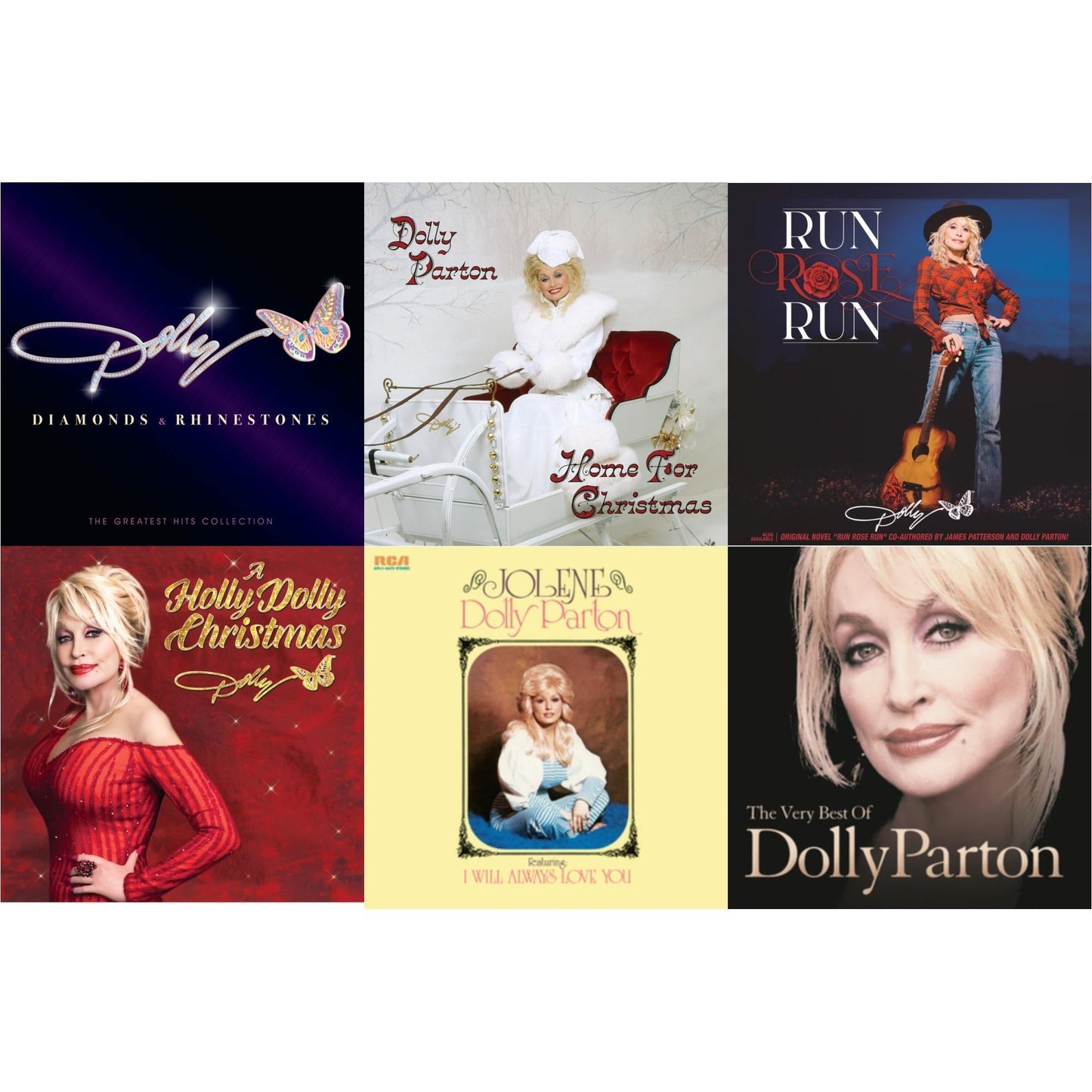 Dolly Parton - Holly Dolly Christmas (Ultimate Deluxe Edition) & Jolene (140G/Dl Insert) & Run Rose Run & Very Best Of Dolly Parton (2LP) & Home For Christmas (140G) & Diamonds & Rhinestones: The Greatest Hits Collection (2LP)