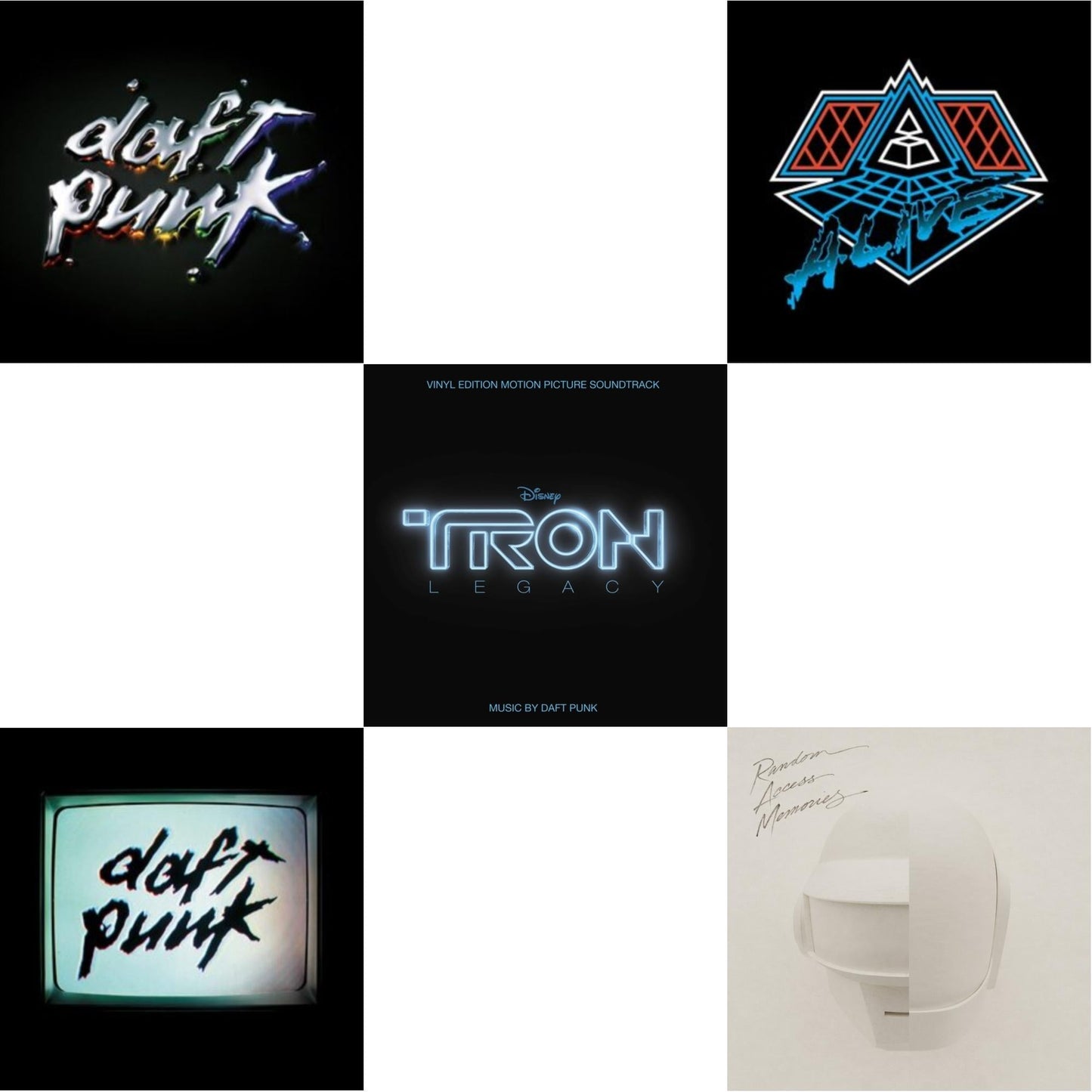 Daft Punk - Discovery & Human After All (2LP) & Tron: Legacy Ost (2LP/180G) & Alive 2007 (2LP) & Random Access Memories (Drumless Edition) (2LP/180G)