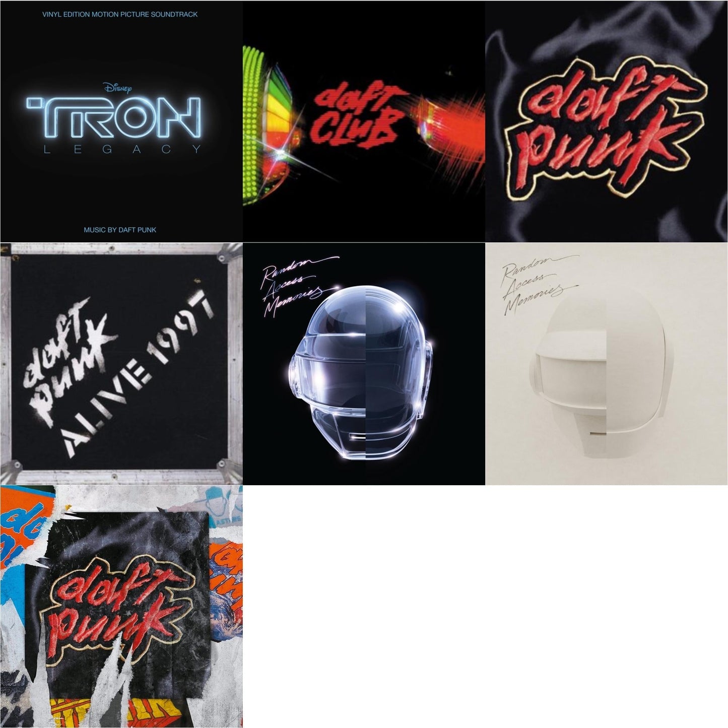 Daft Punk - Tron: Legacy Ost (2LP/180G) & Daft Club (2LP) & Homework & Alive 1997 & Random Access Memories (10Th Anniversary Edition/180G/3LP) & Random Access Memories (Drumless Edition) (2LP/180G) & Homework (Limited/2LP)