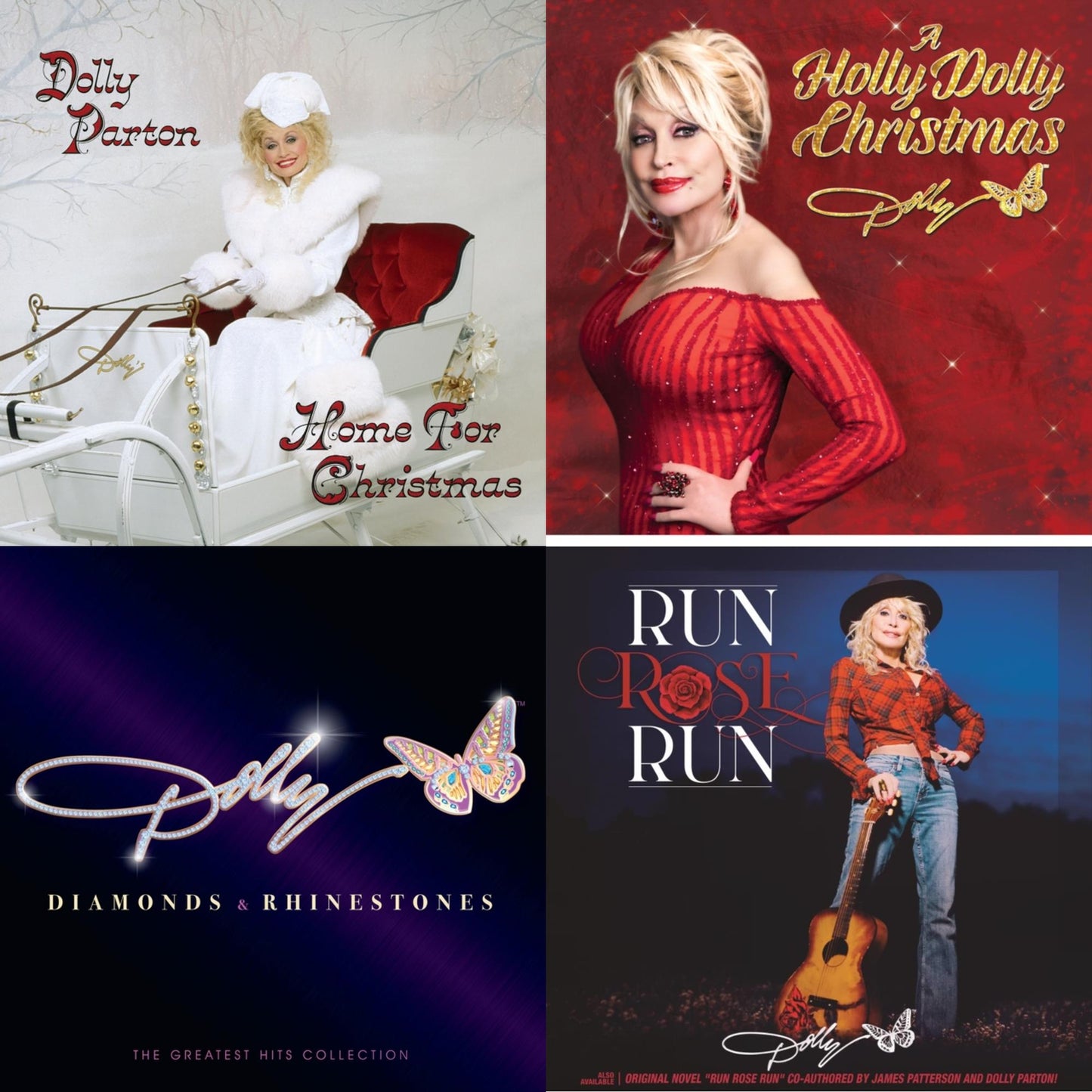 Dolly Parton - Home For Christmas (140G) & Holly Dolly Christmas (Ultimate Deluxe Edition) & Diamonds & Rhinestones: The Greatest Hits Collection (2LP) & Run Rose Run