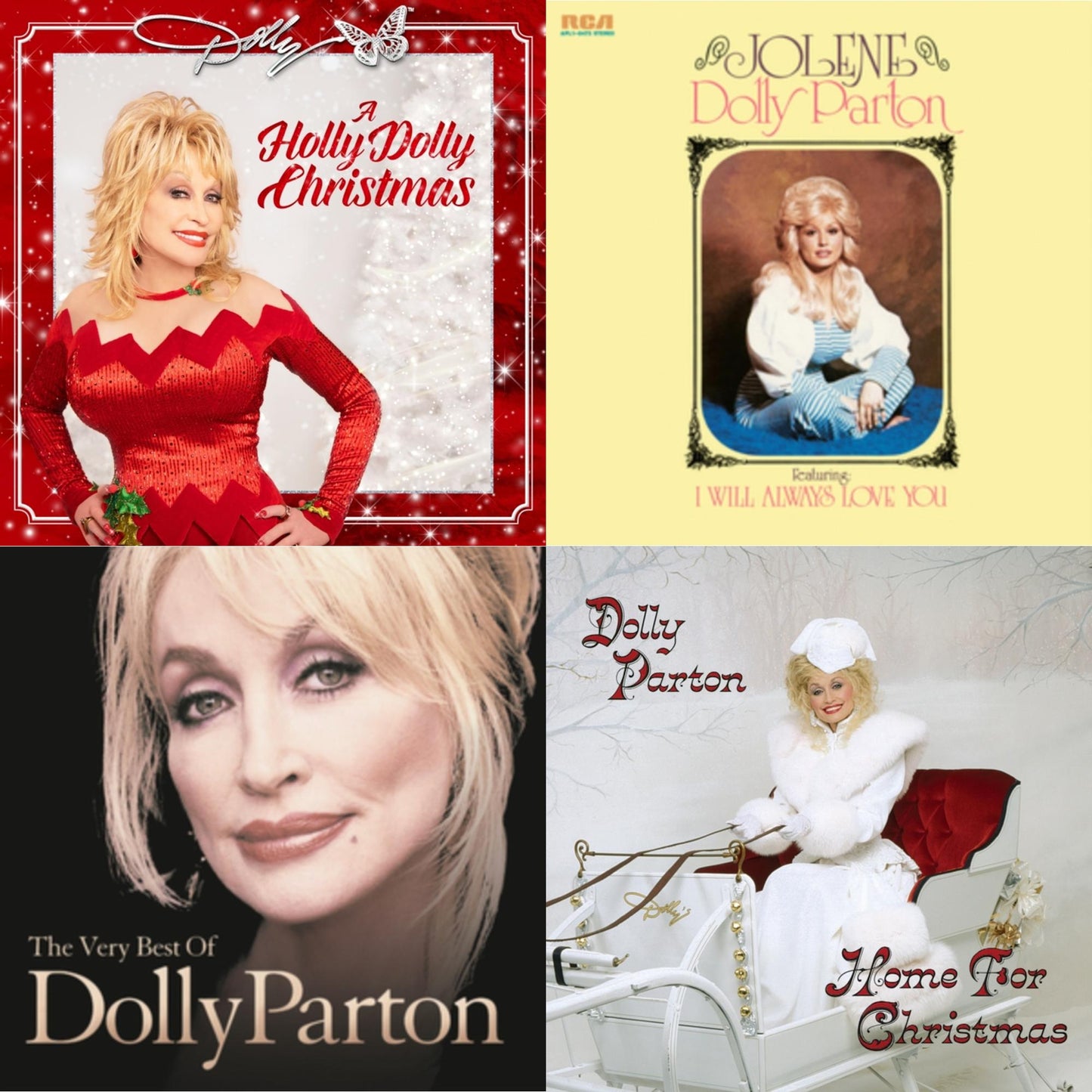 Dolly Parton - Holly Dolly Christmas (Opaque Red LP Vinyl) & Jolene (140G/Dl Insert) & Very Best Of Dolly Parton (2LP) & Home For Christmas (140G)